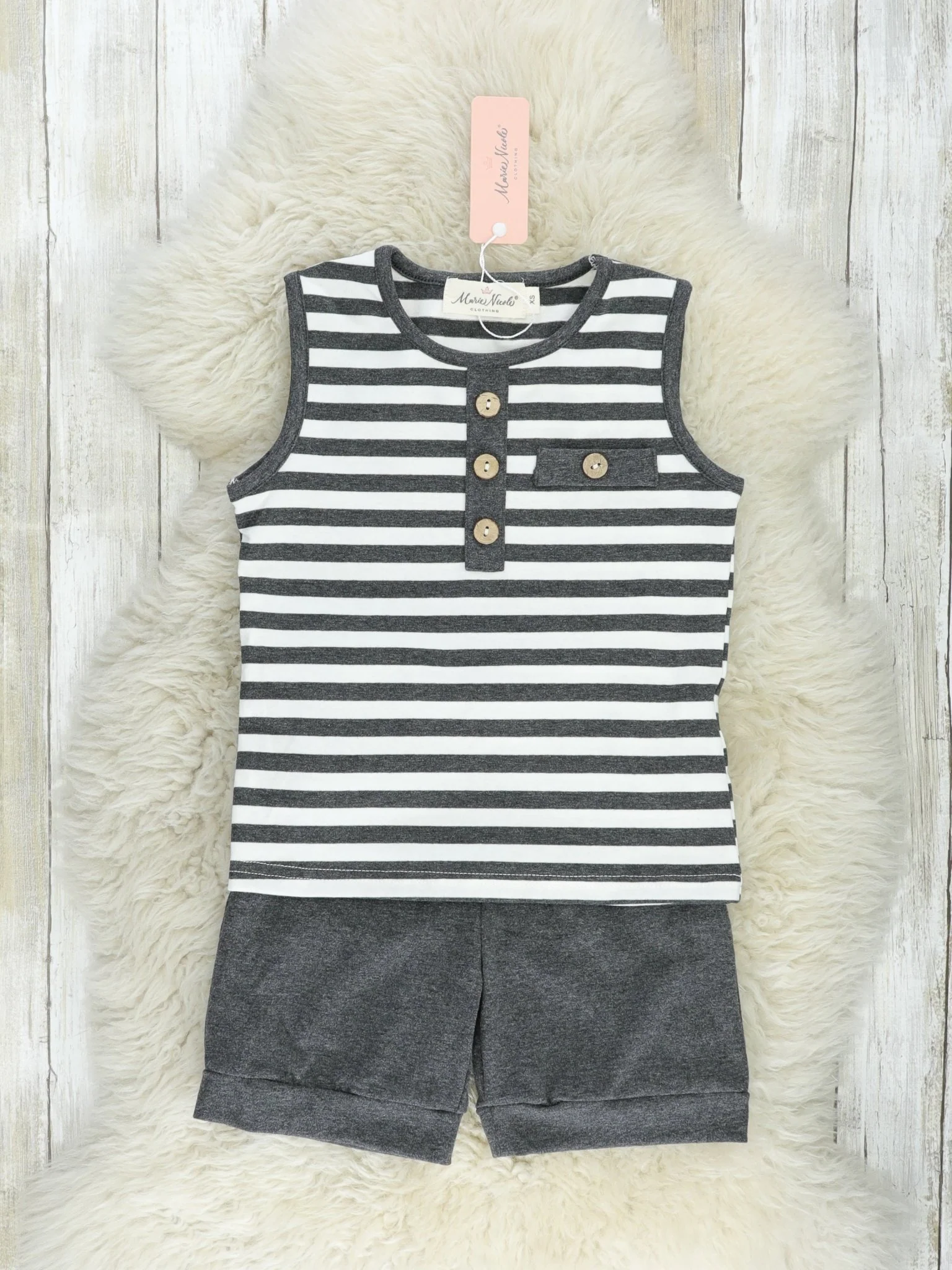 Charcoal Grey Stripe Tank Outfit