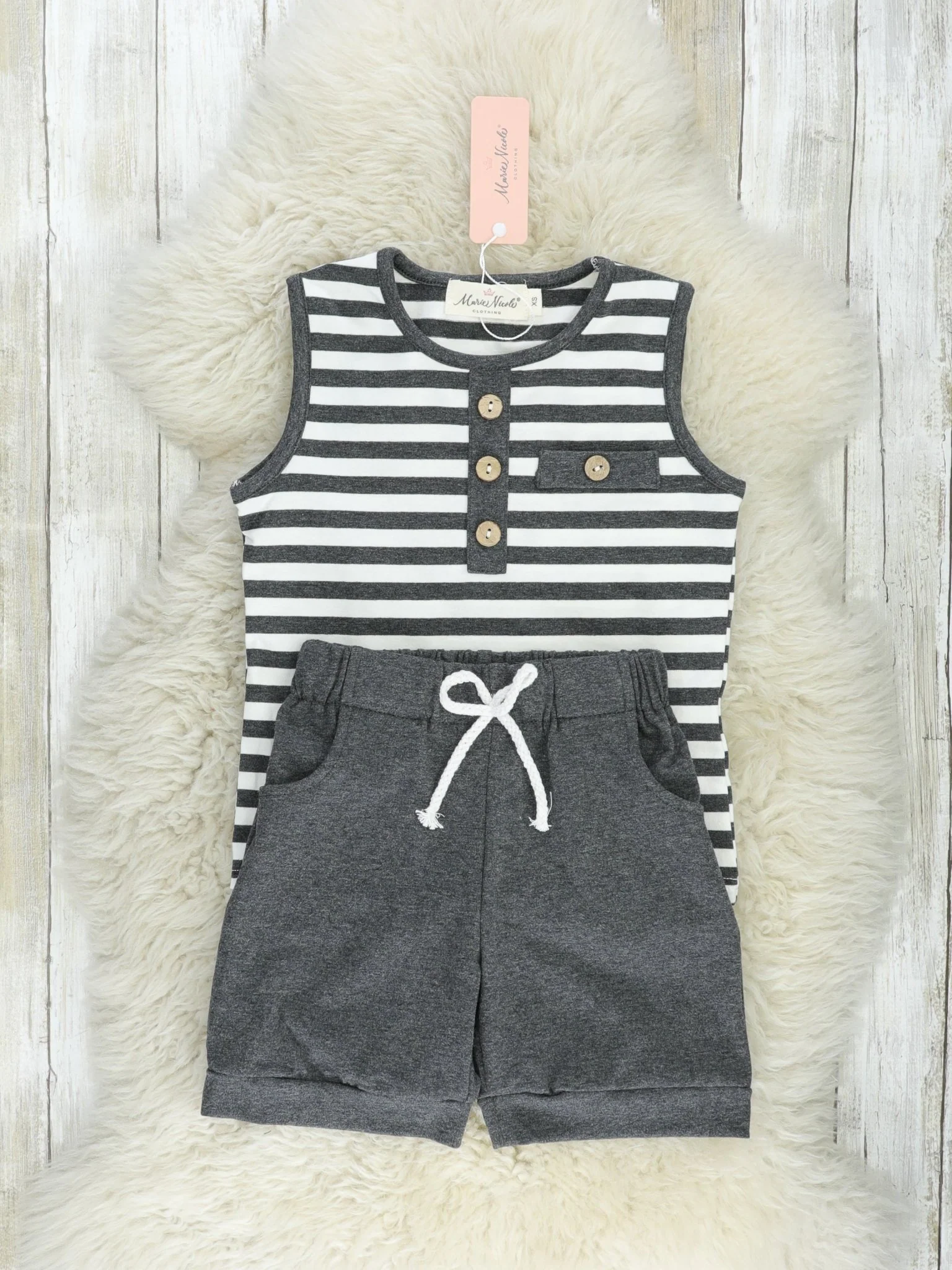 Charcoal Grey Stripe Tank Outfit - Image 2
