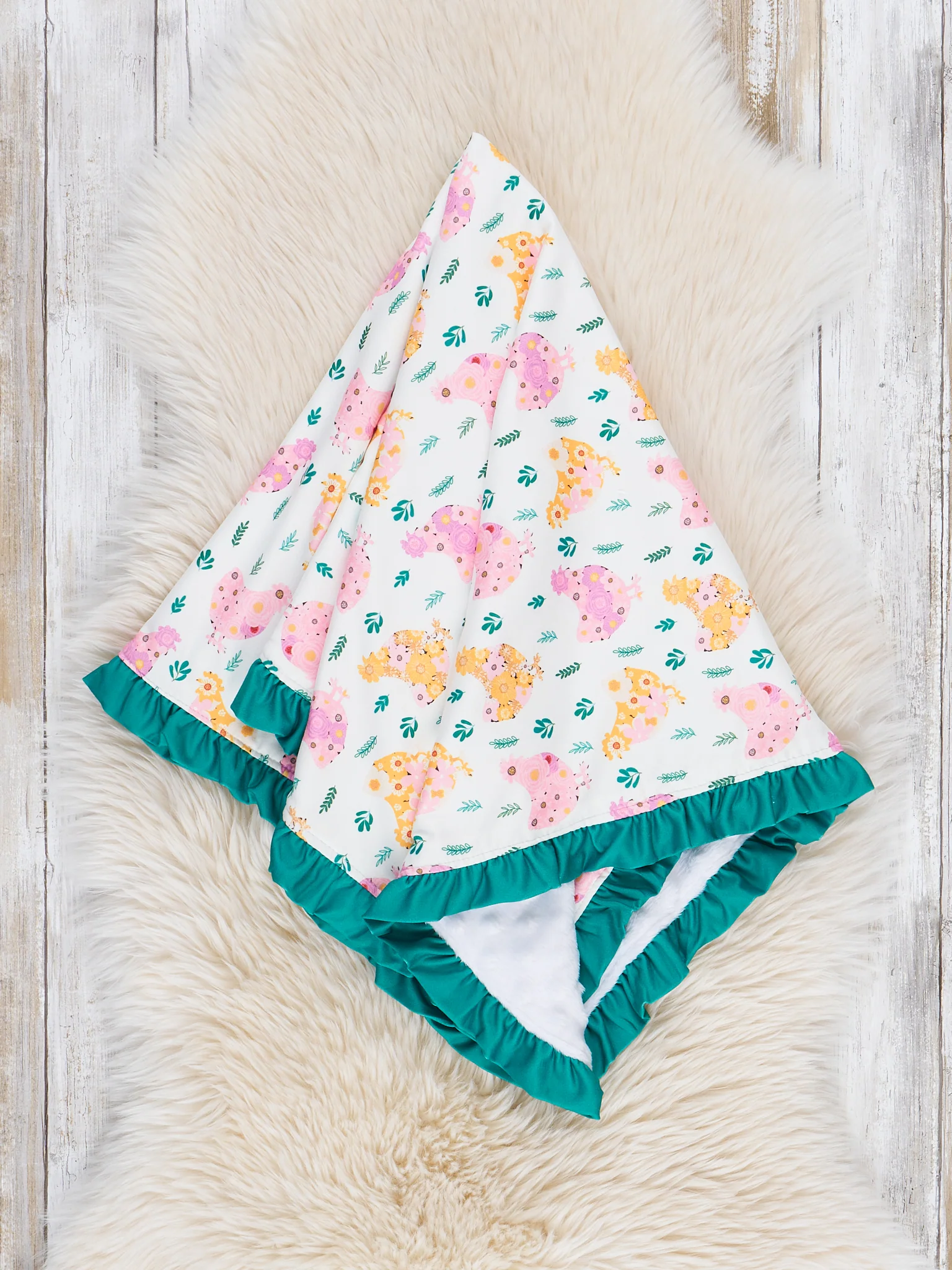 Charming Chickens Ruffle Minky Blanket
