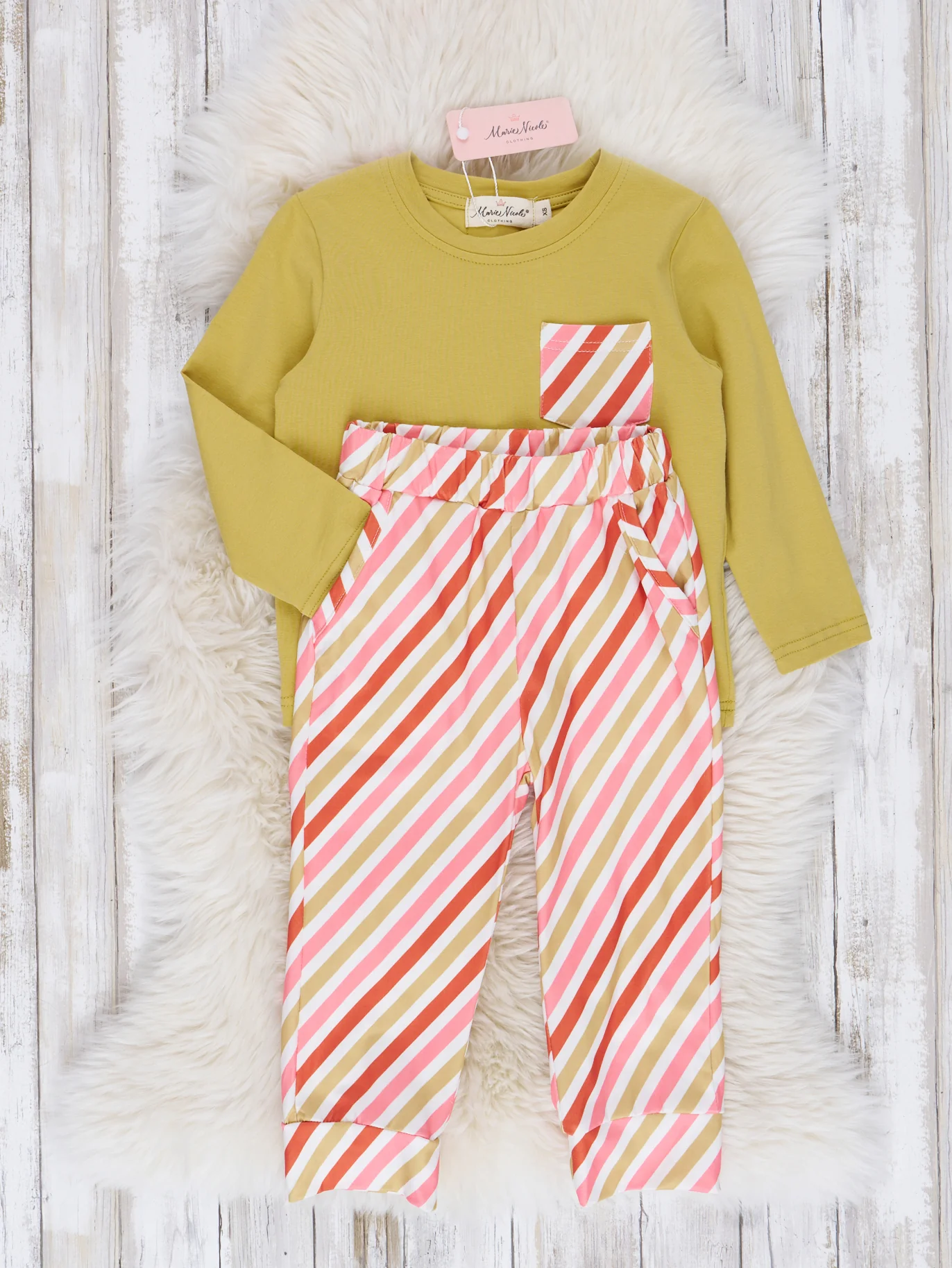 Chartreuse & Candy Stripe Outfit - Image 2