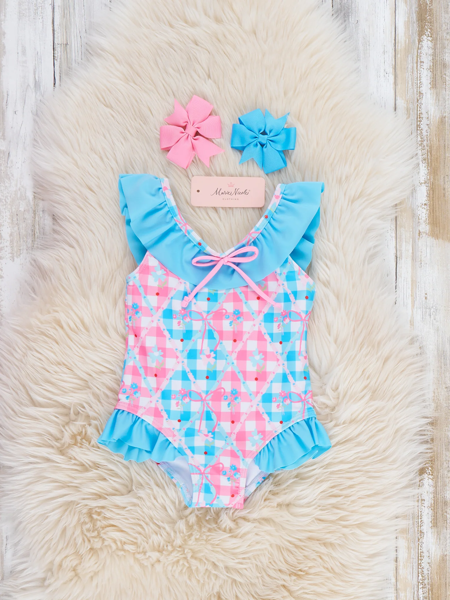 Checkered Ruffle Swimsuit