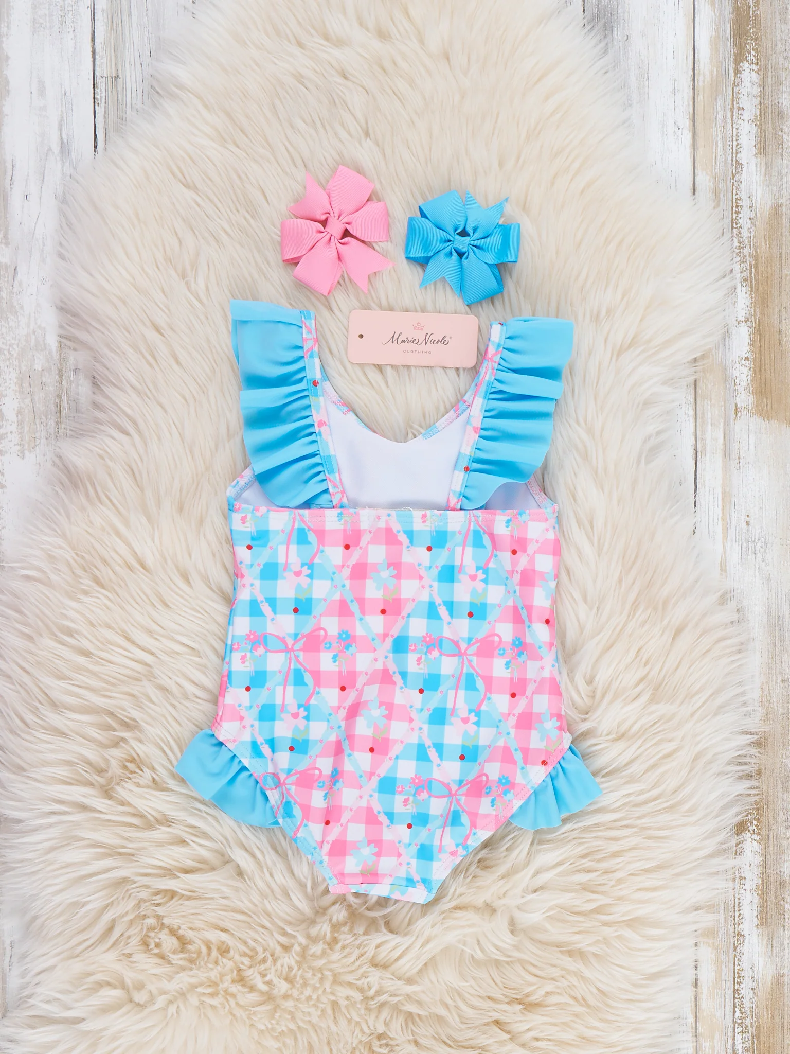 Checkered Ruffle Swimsuit - Image 3