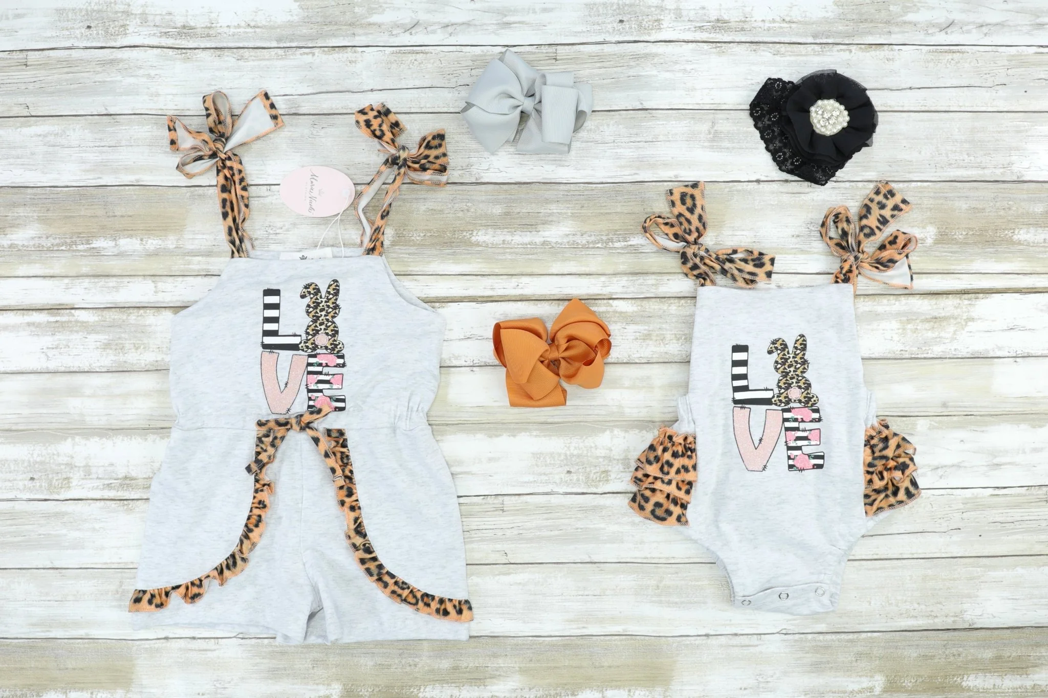 Cheetah Love Bunny Ruffle Bubble Romper - Image 3