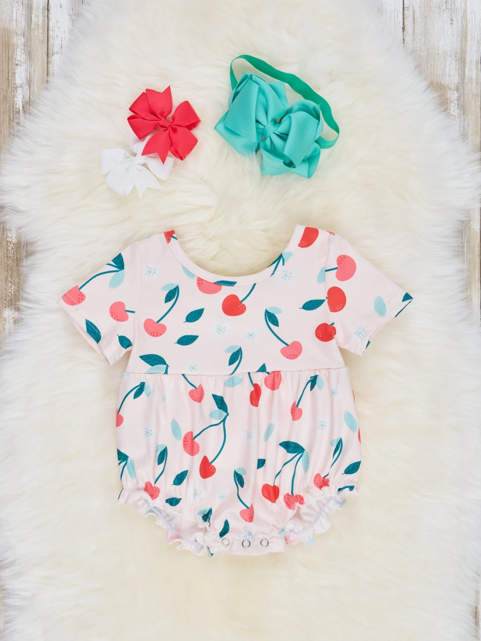 Cherries Ruffle Bubble Romper