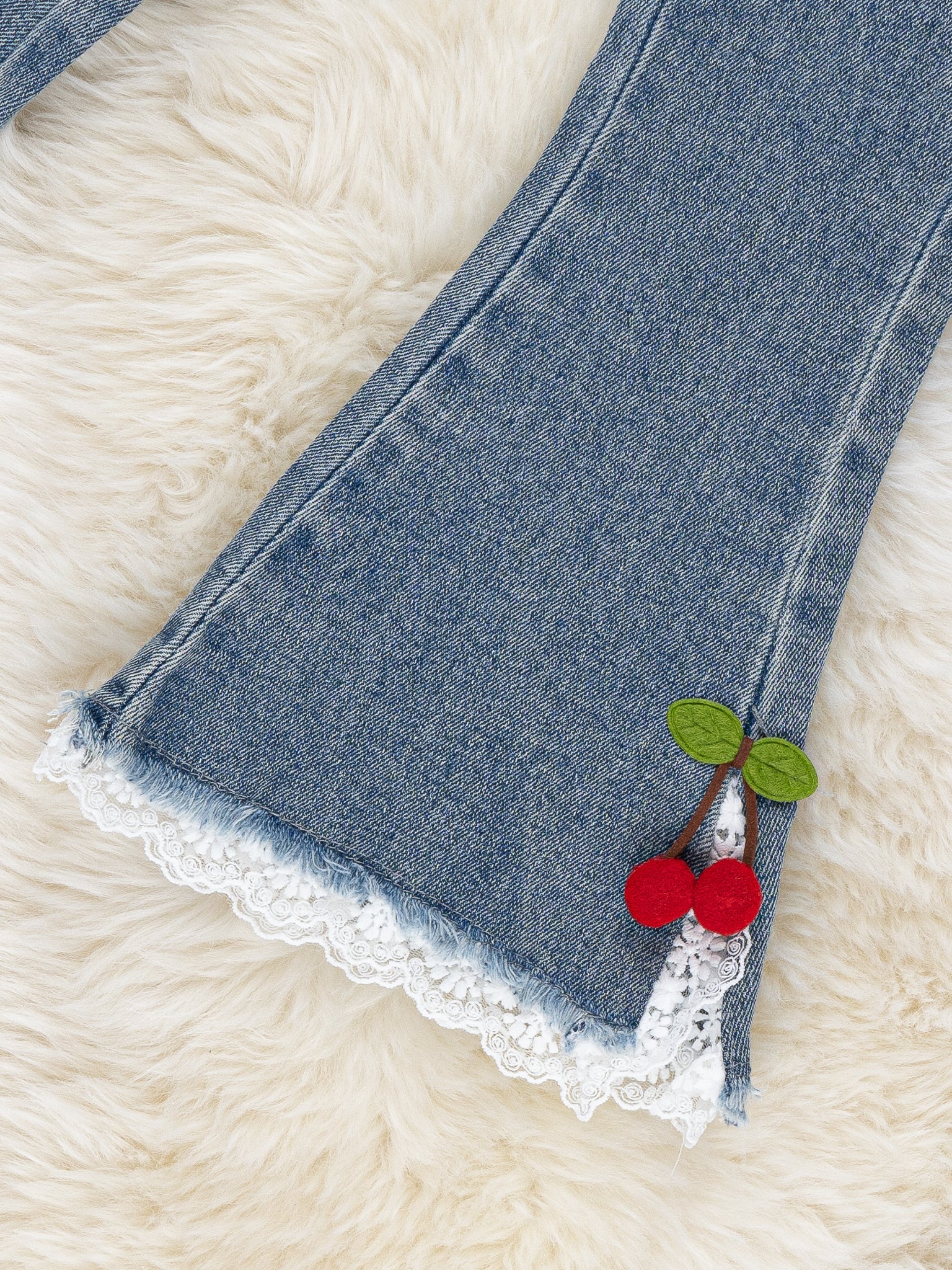 Cherry & Lace Denim Bell Bottoms - Image 3