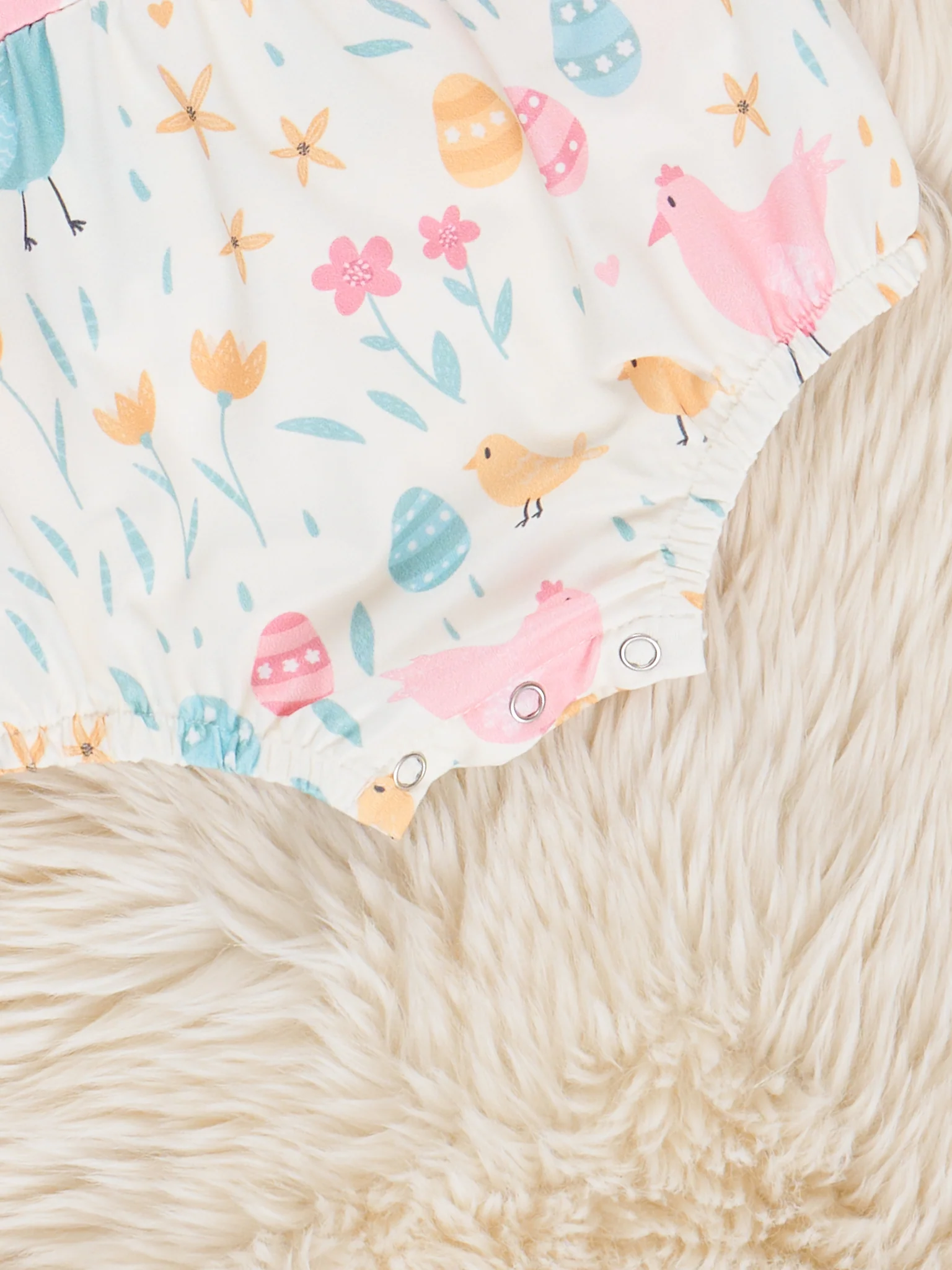 Chicken Egg Hunt Ruffle Bubble Romper - Image 3