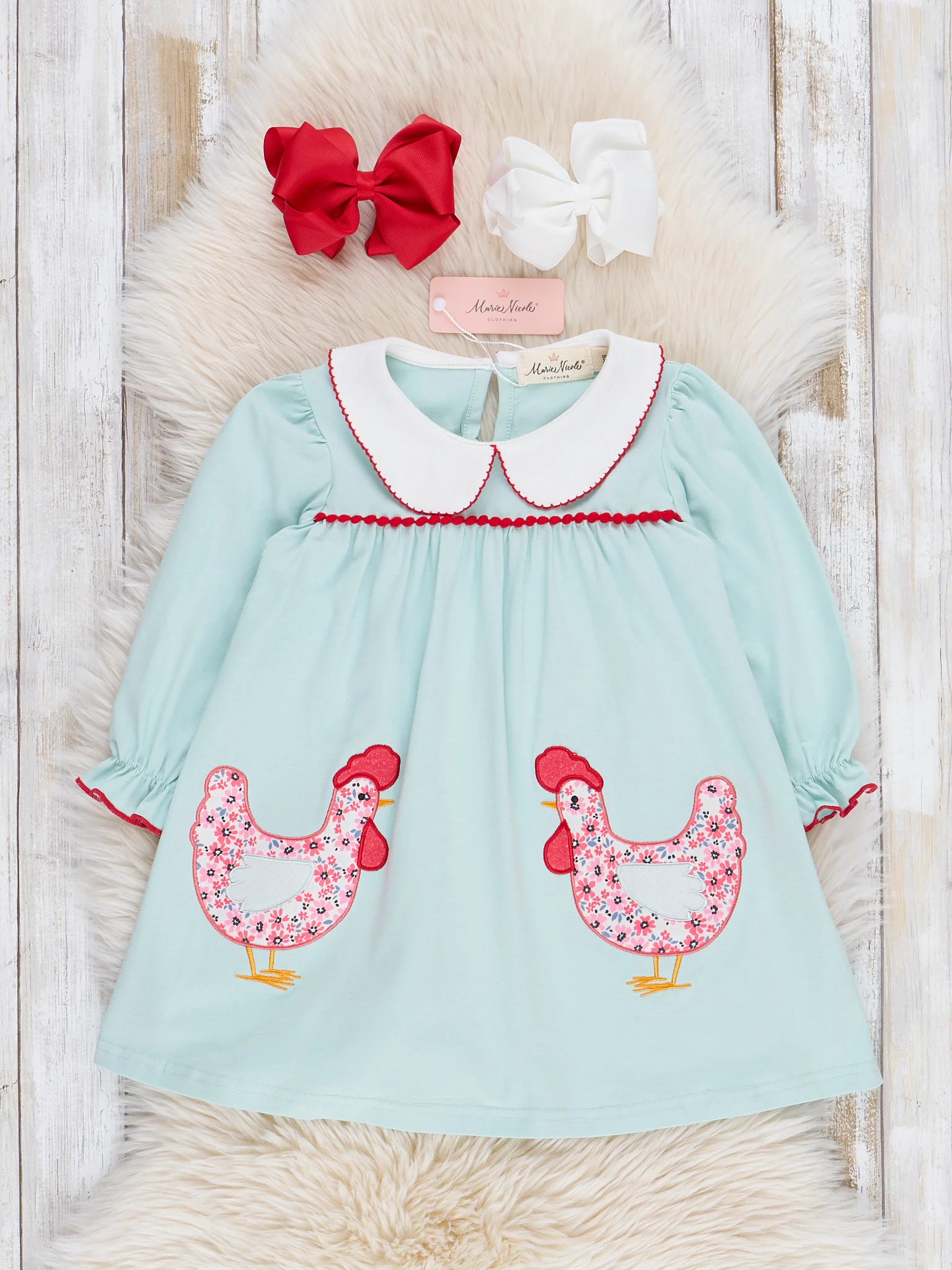 Chickens in the Pond Embroidered Ruffle Dress - Image 2