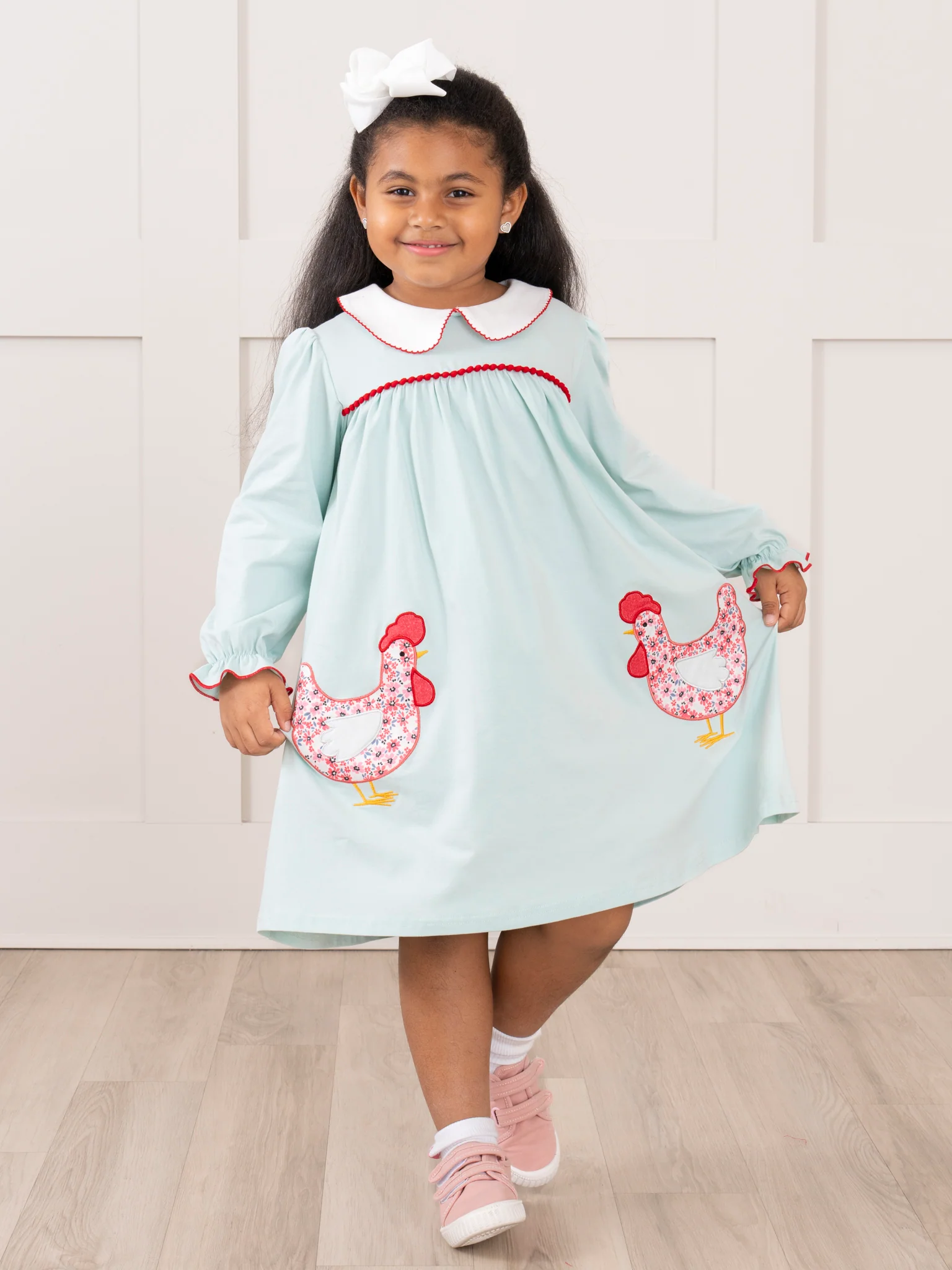Chickens in the Pond Embroidered Ruffle Dress - Image 3