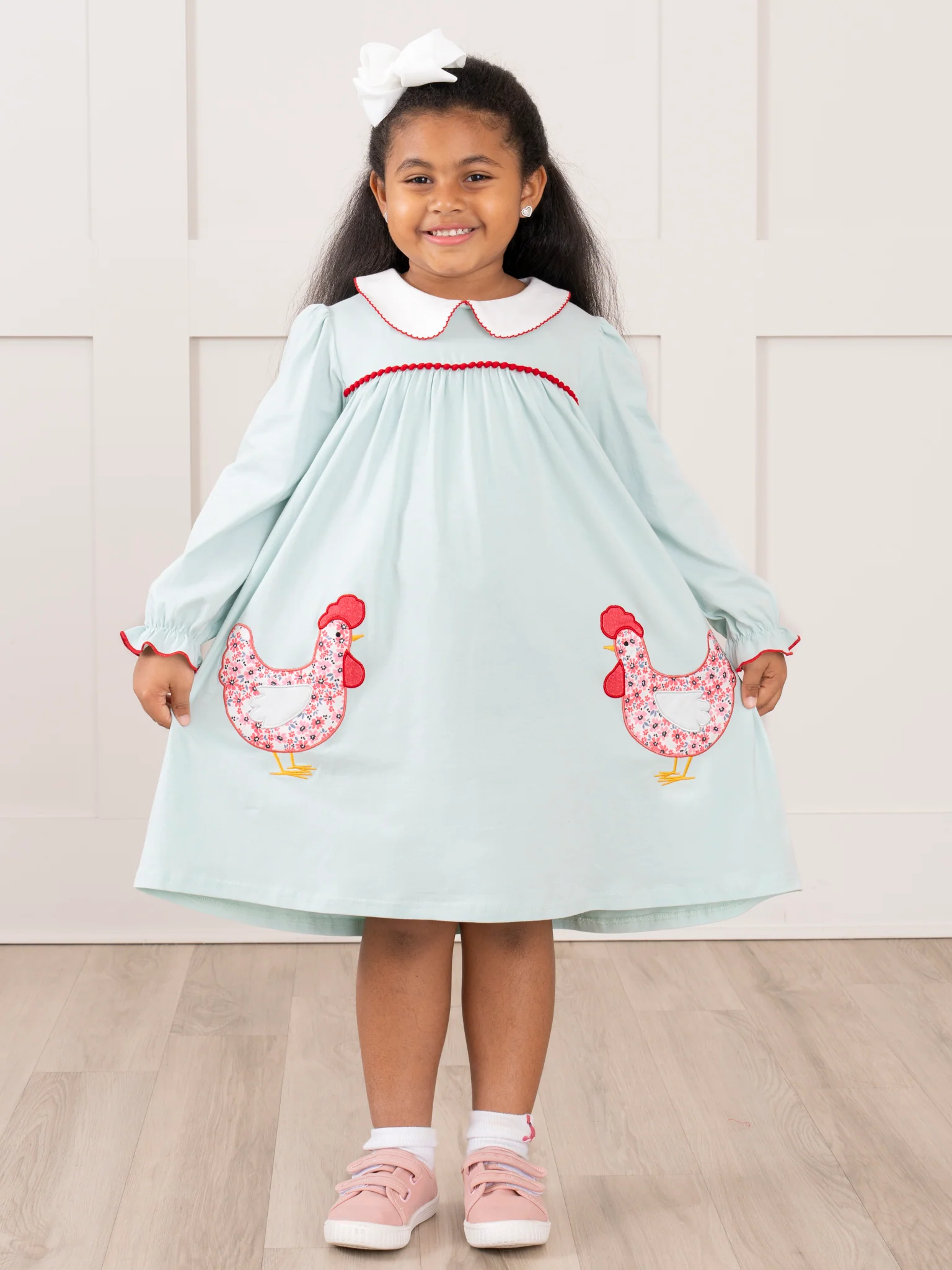 Chickens in the Pond Embroidered Ruffle Dress - Image 4