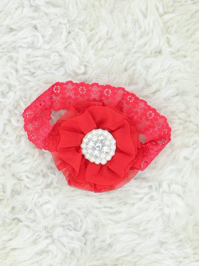 Chiffon Rhinestone & Pearls Headband - 21 Colors Available - Image 14
