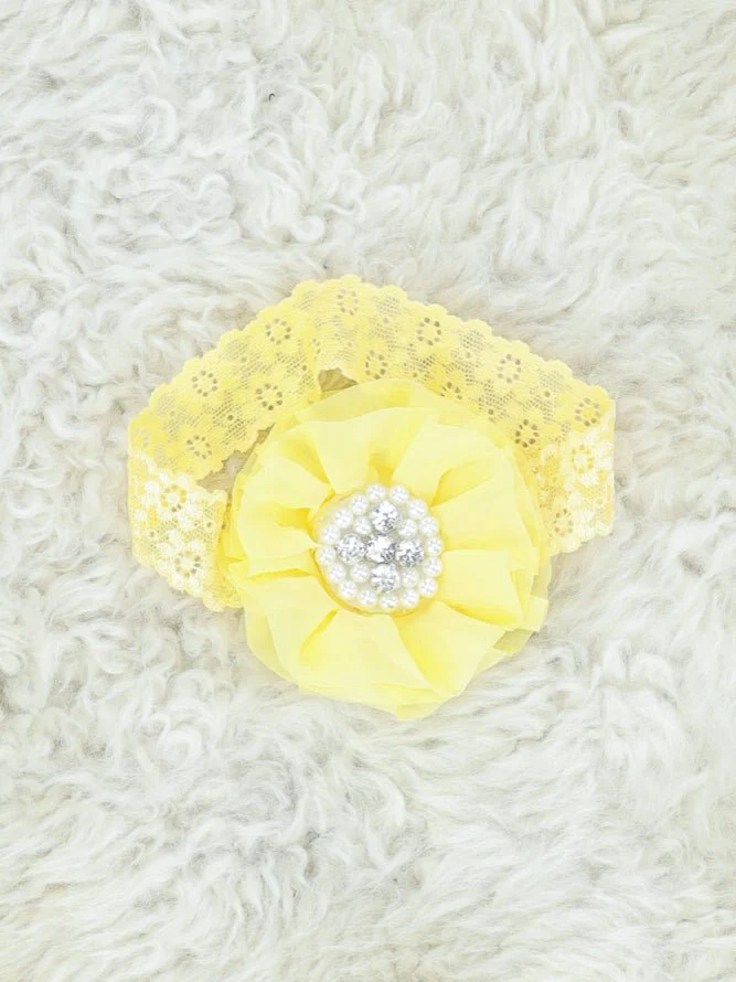 Chiffon Rhinestone & Pearls Headband - 21 Colors Available - Image 15