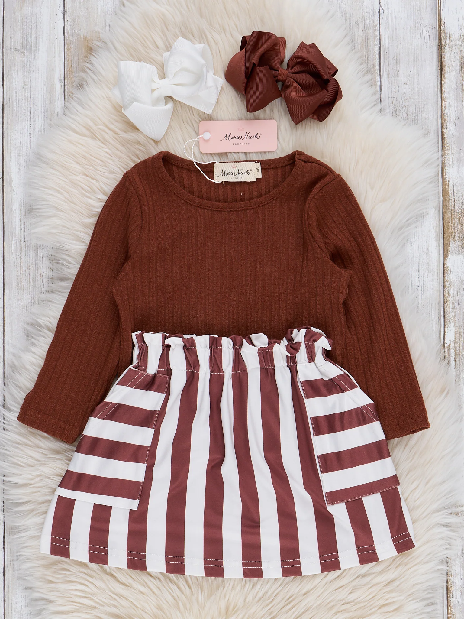 Chocolate Stripes Skirt Set - Image 2