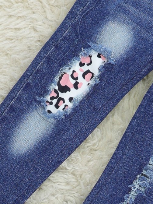 "Christmas Begins With Christ" Leopard Denim Outfit - Image 3
