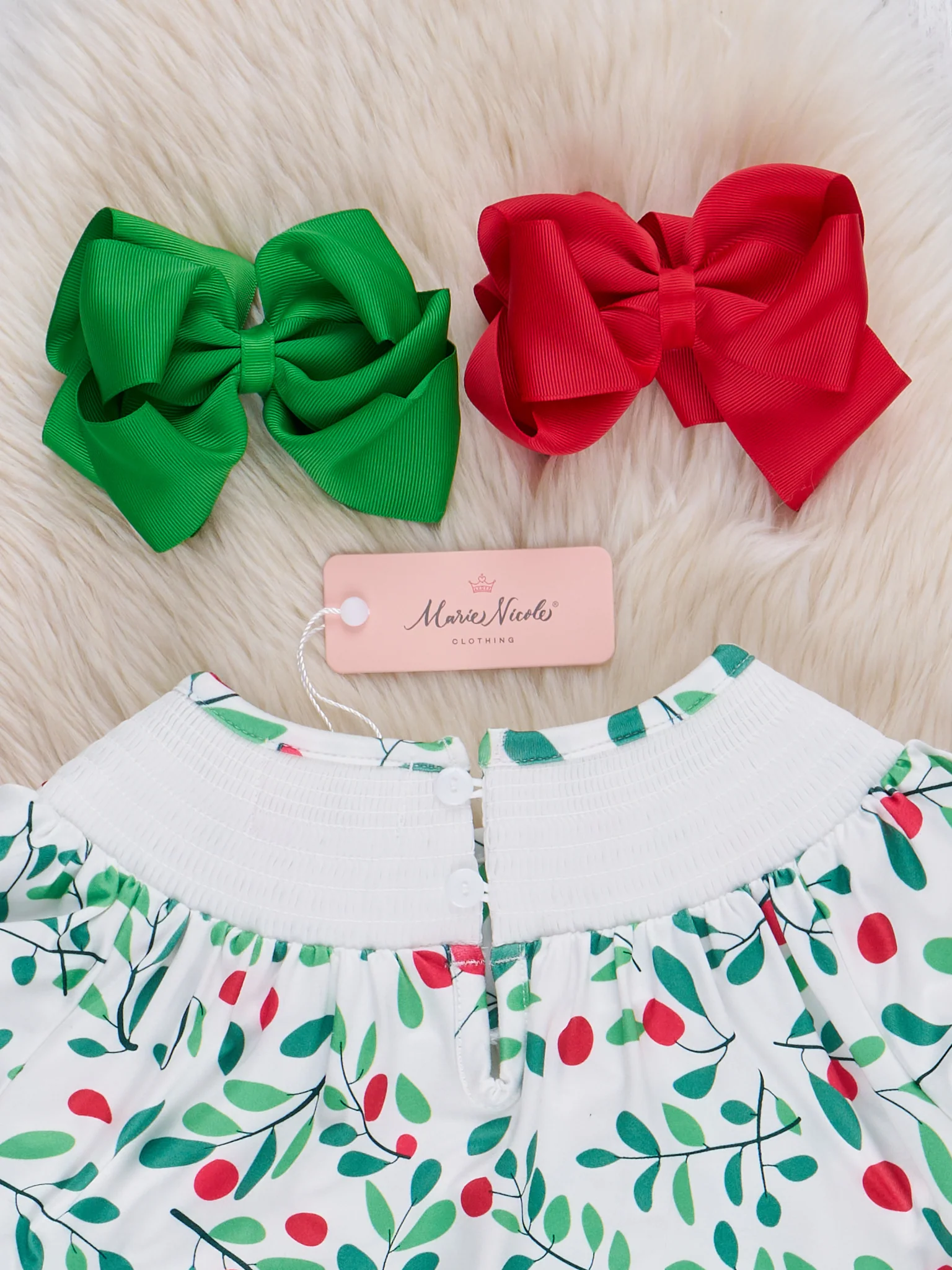 Christmas Berry Smocked Dress - Image 3