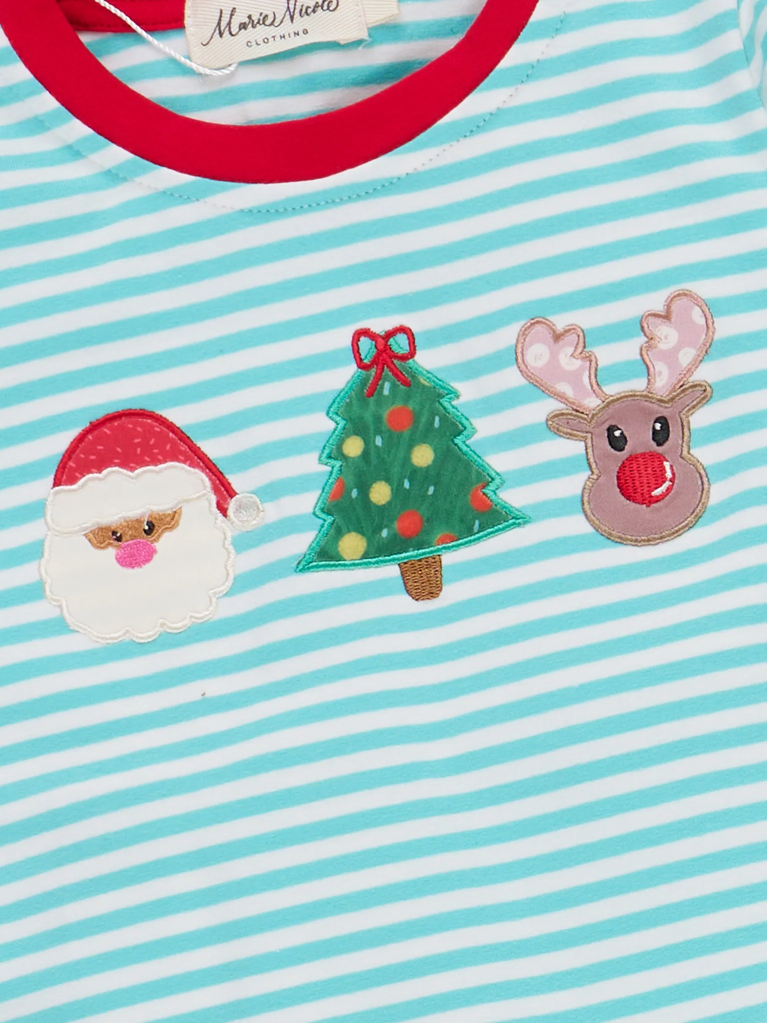 Christmas Cheer Striped Embroidered Ruffle Pajamas - Image 4