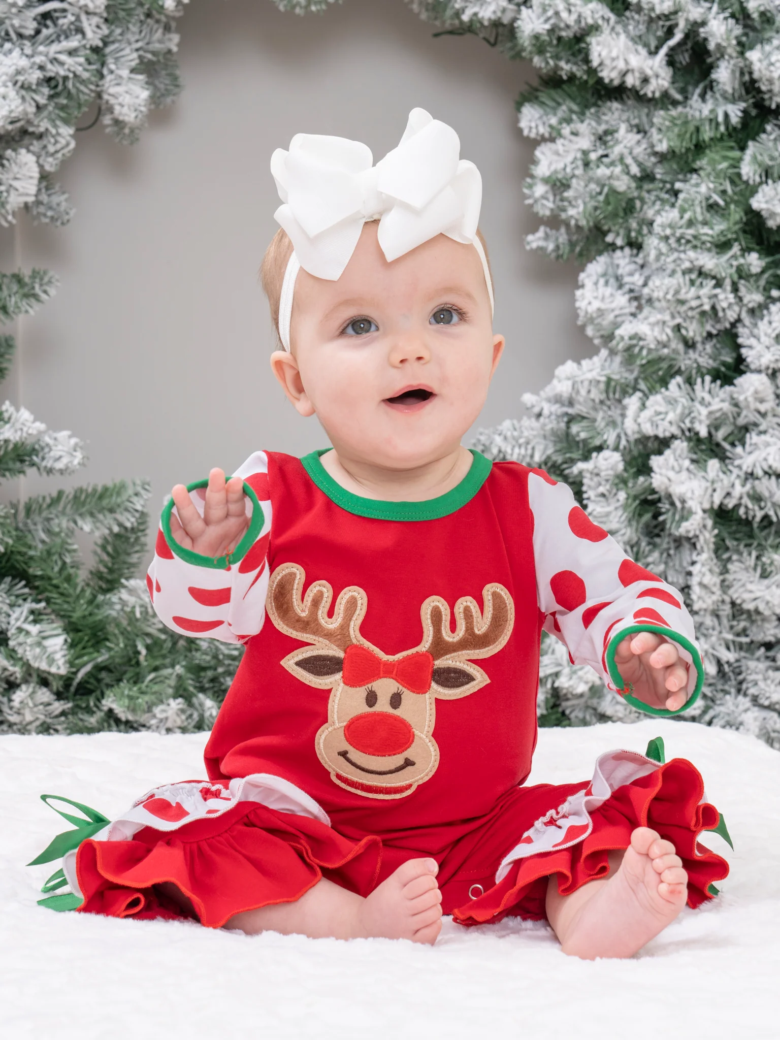 Christmas Reindeer Romper Pajamas - Girls - Image 5