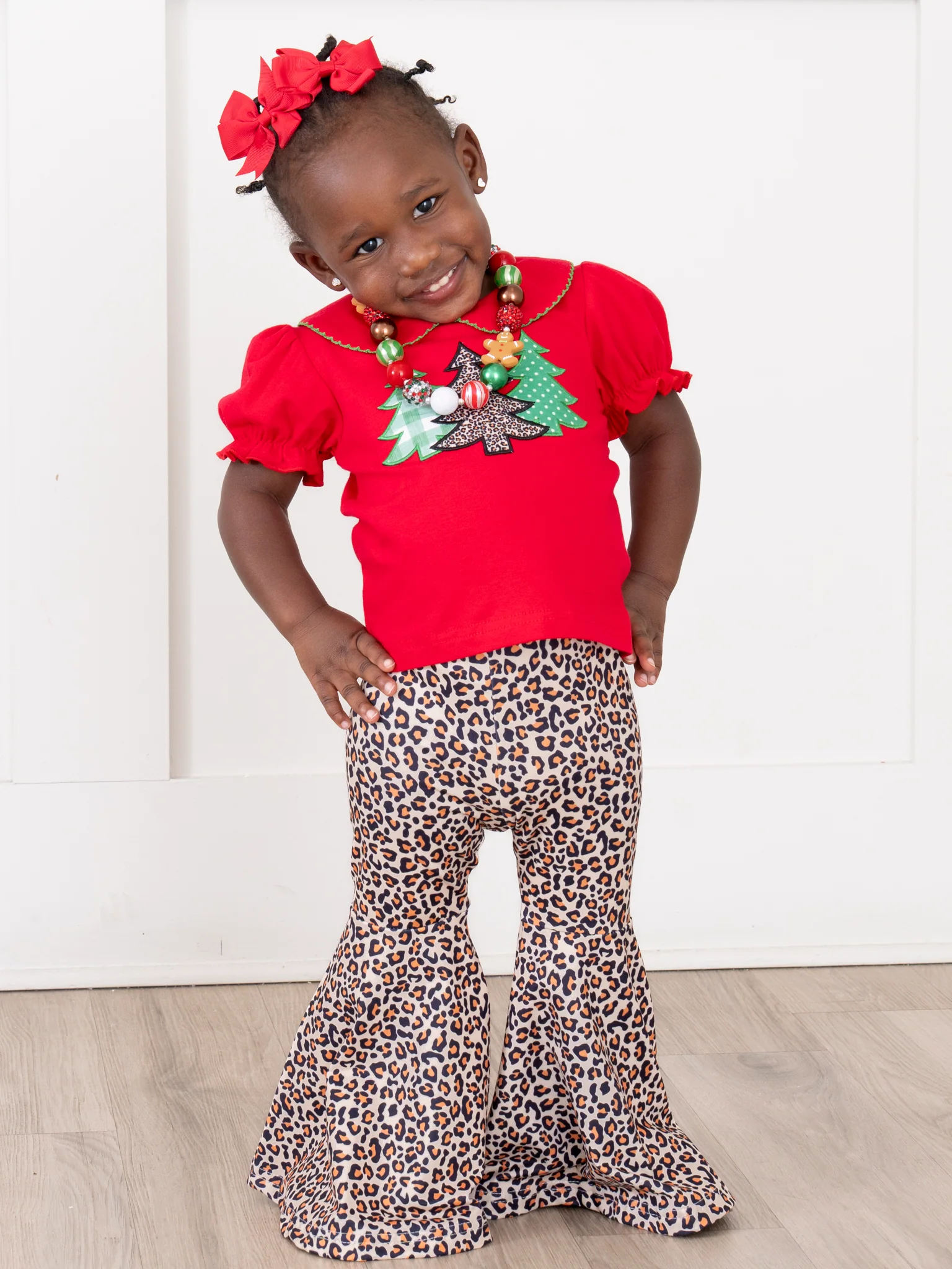 Christmas Tree Dreams Embroidered Bell Bottom Outfit
