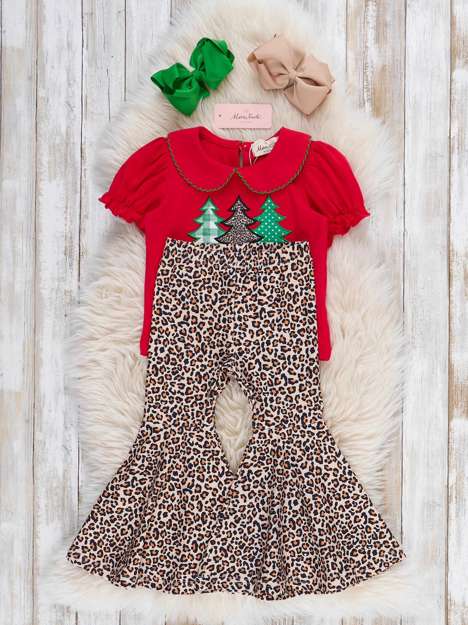 Christmas Tree Dreams Embroidered Bell Bottom Outfit - Image 4