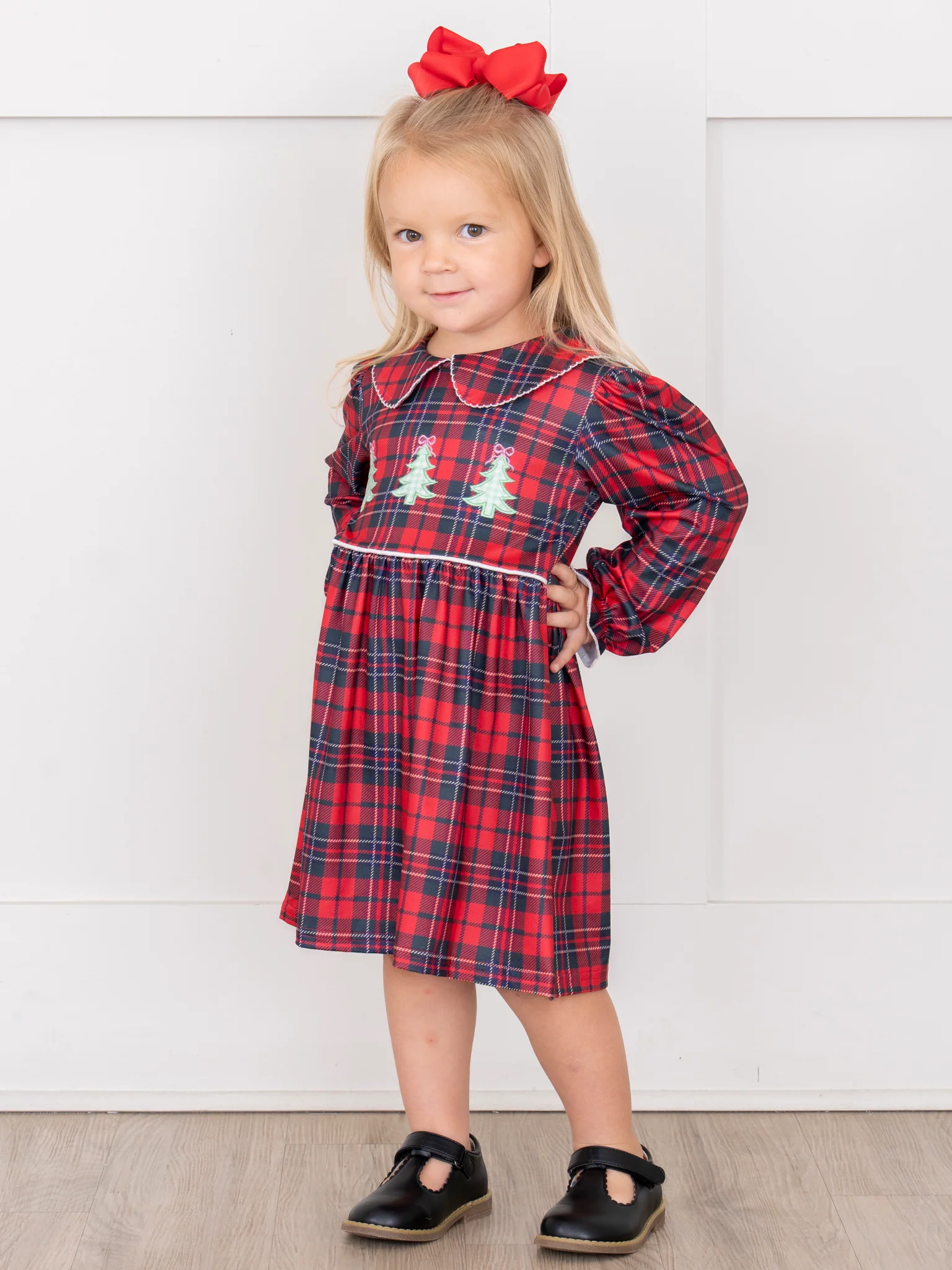 Christmas Tree Lumberjack Embroidered Dress - Image 4