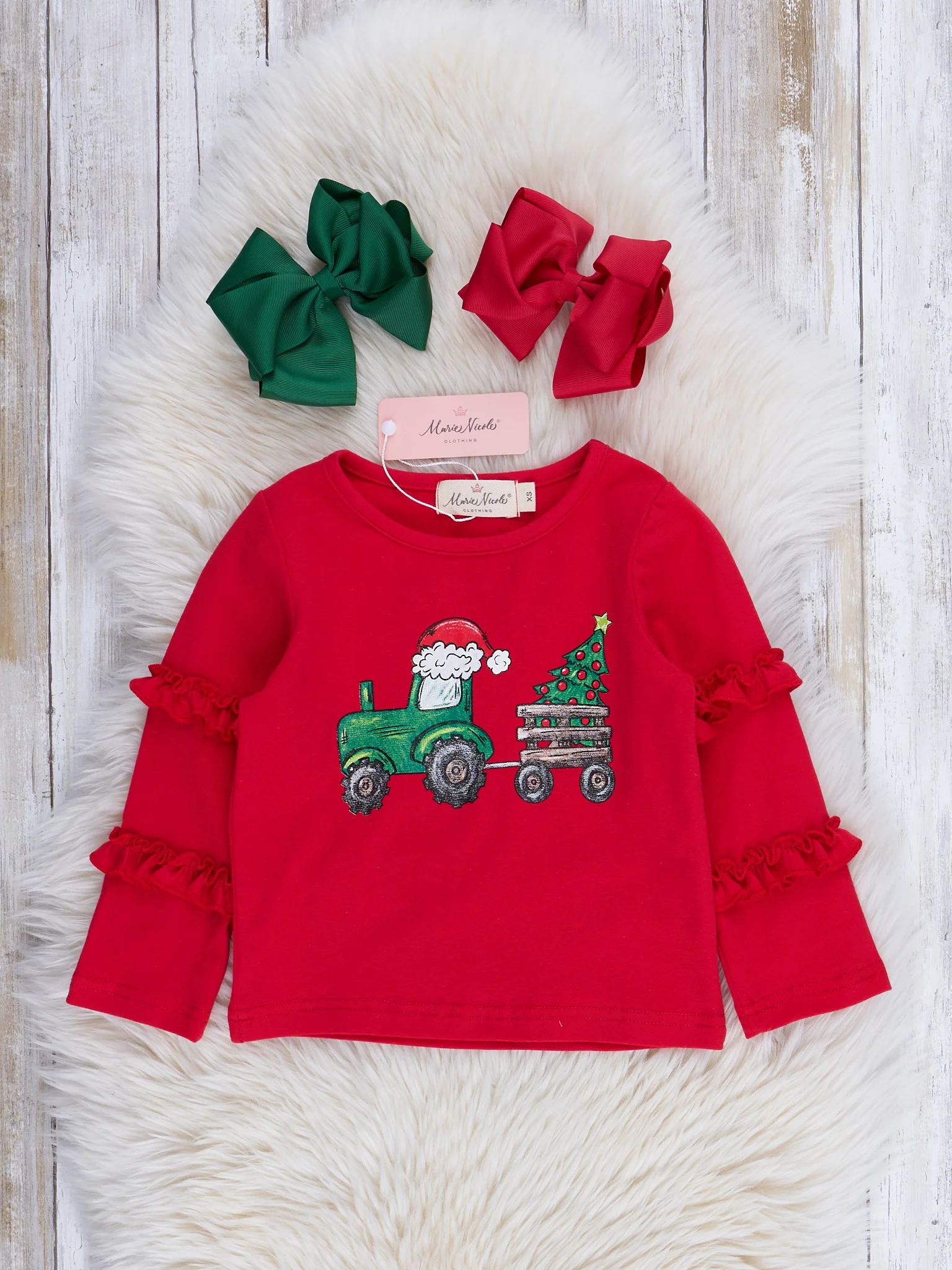 Christmas Tree Tractor Outfit w/ Tulle Skirt - Image 3