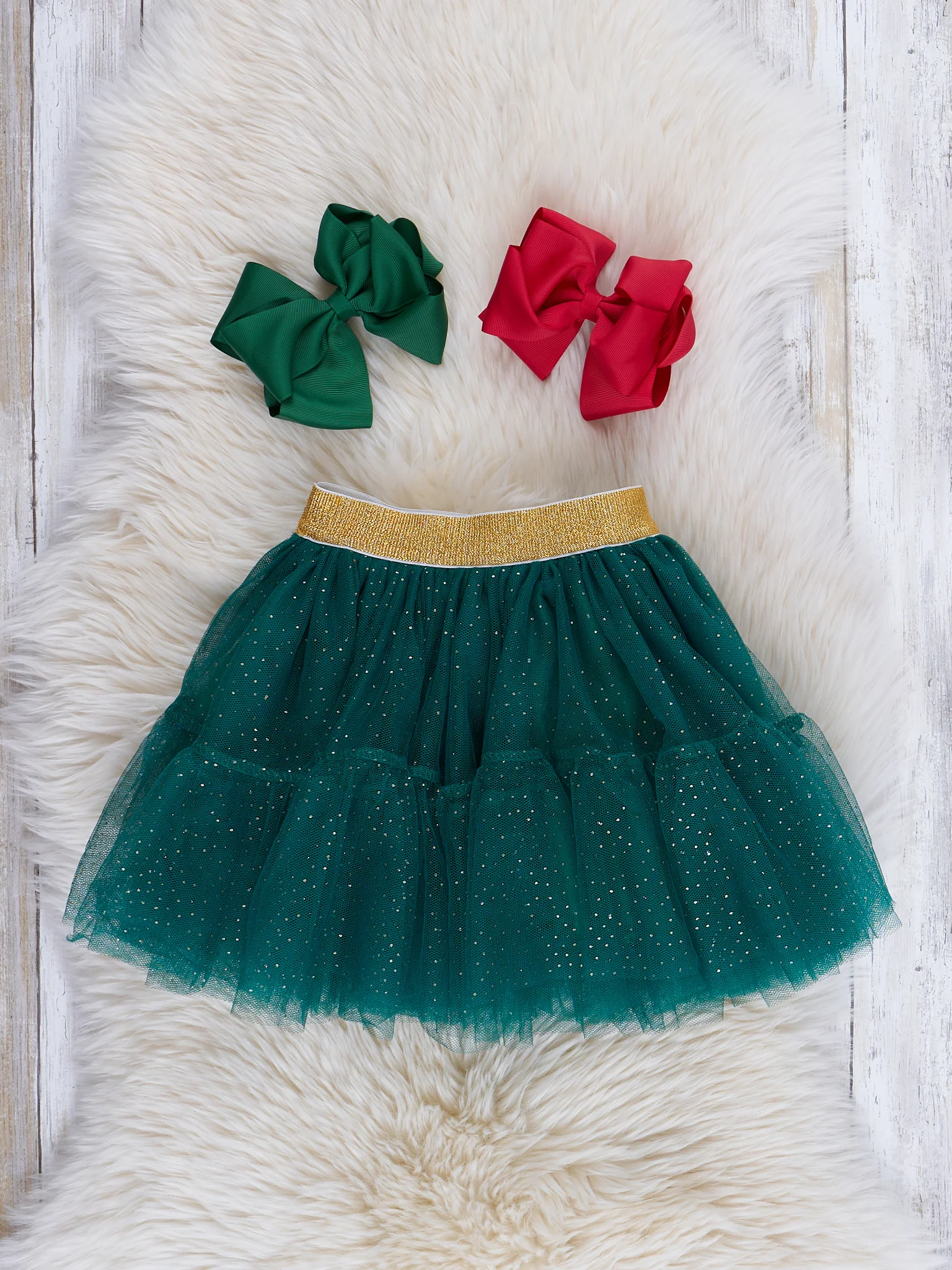 Christmas Tree Tractor Outfit w/ Tulle Skirt - Image 4