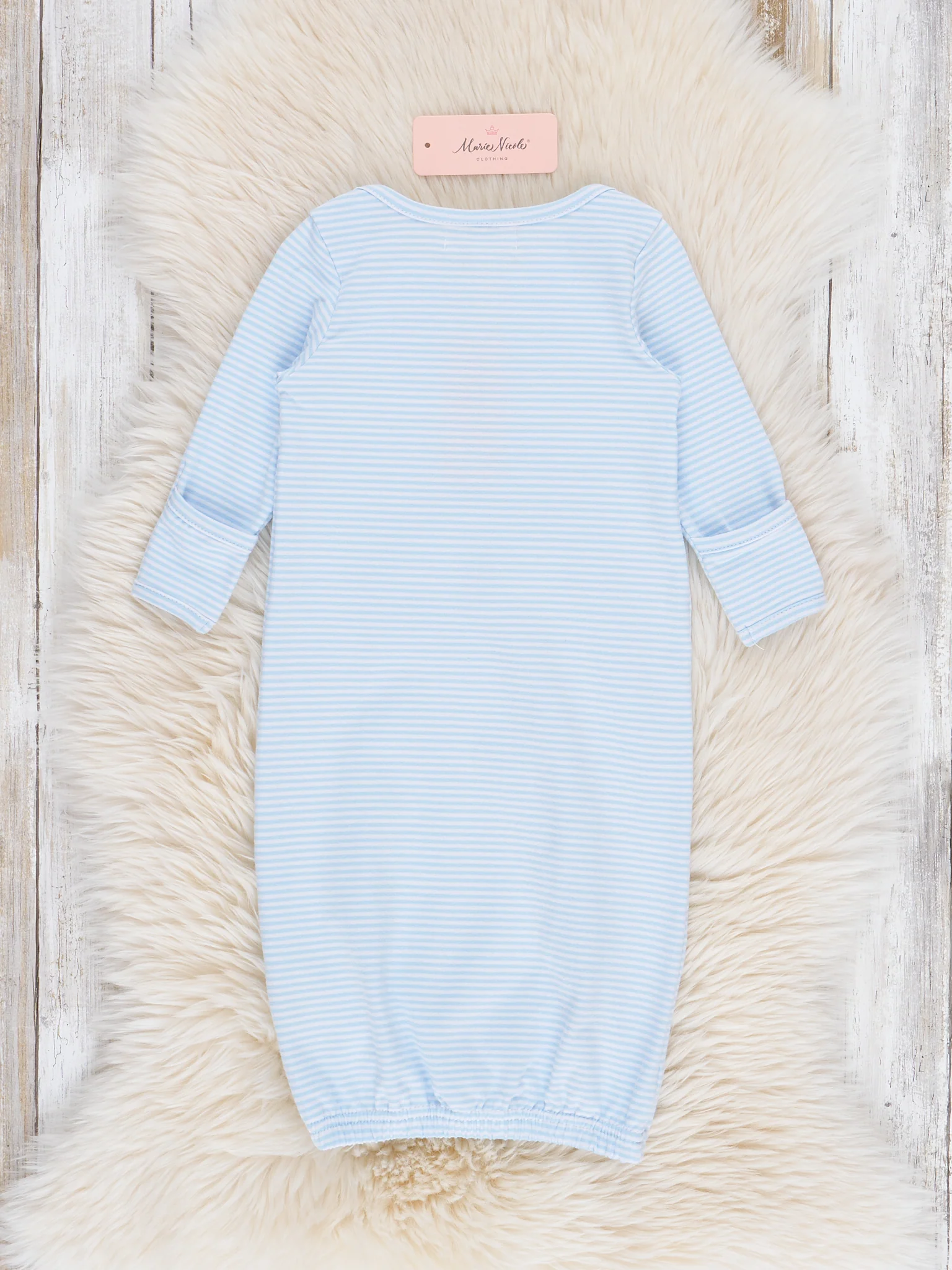 Classic Baby Blue Striped Gown - Image 2