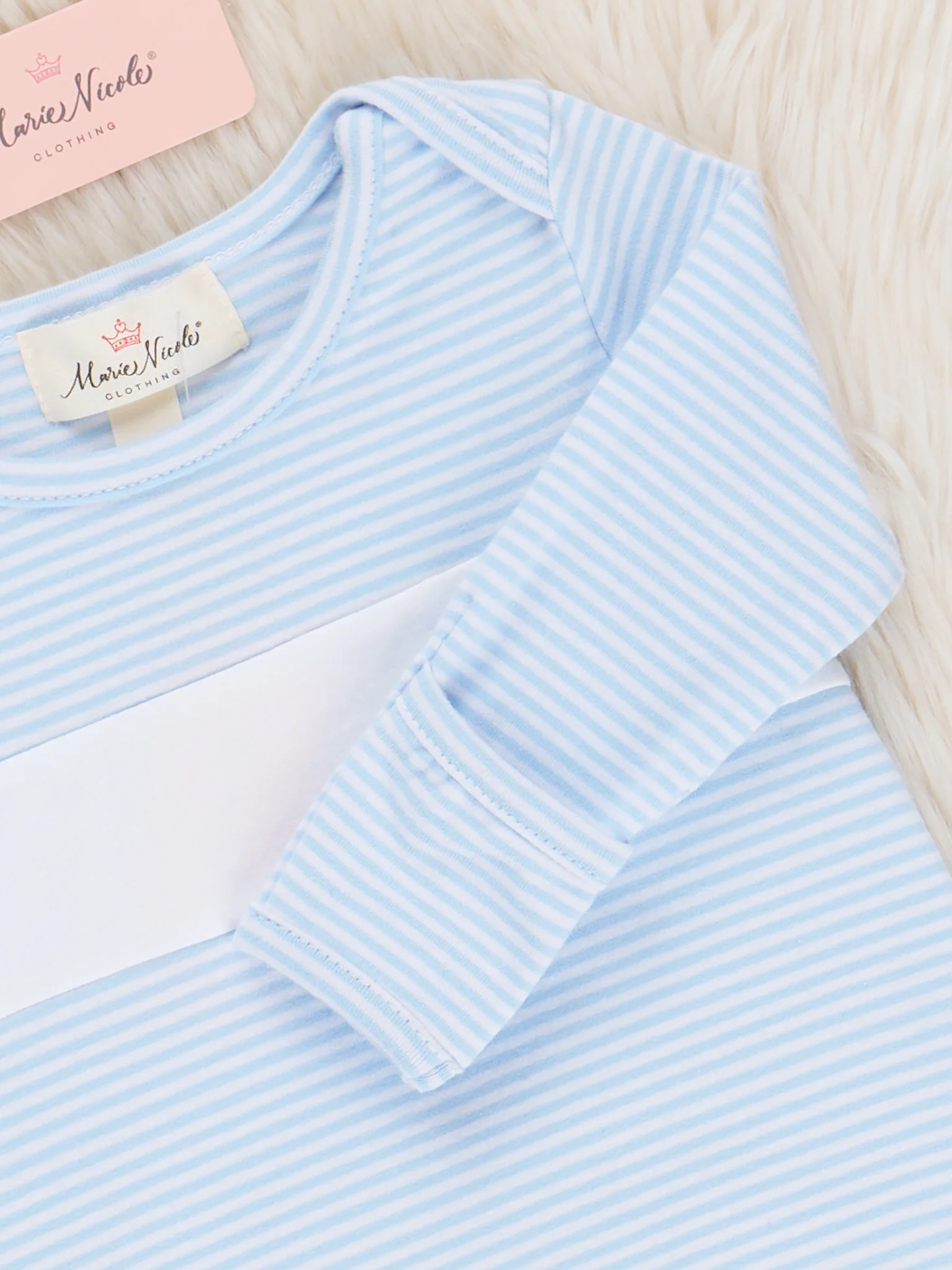 Classic Baby Blue Striped Gown - Image 3
