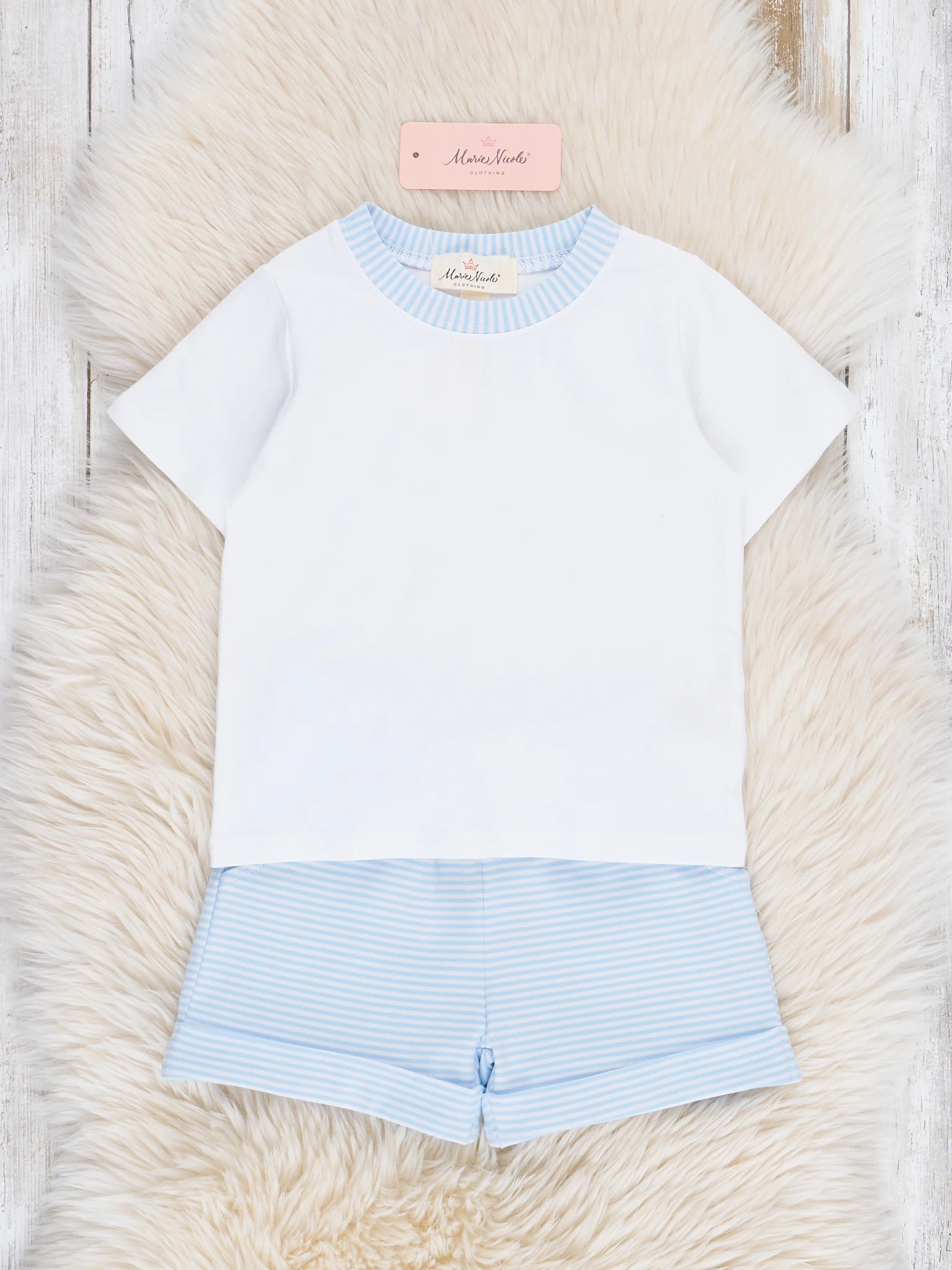 Classic Baby Blue Striped Outfit
