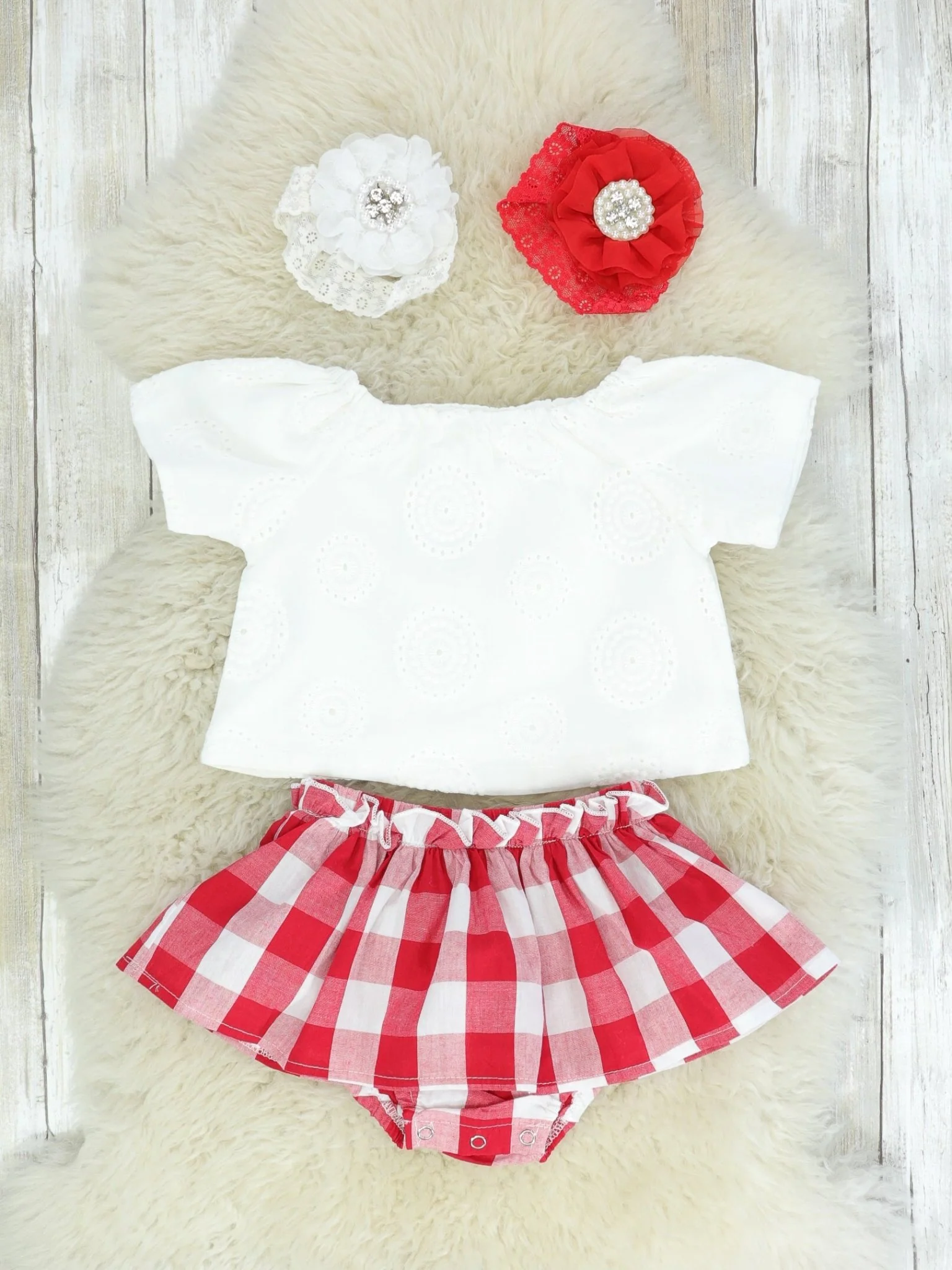 Classic White Shirt & Picnic Plaid Skirt Bloomers