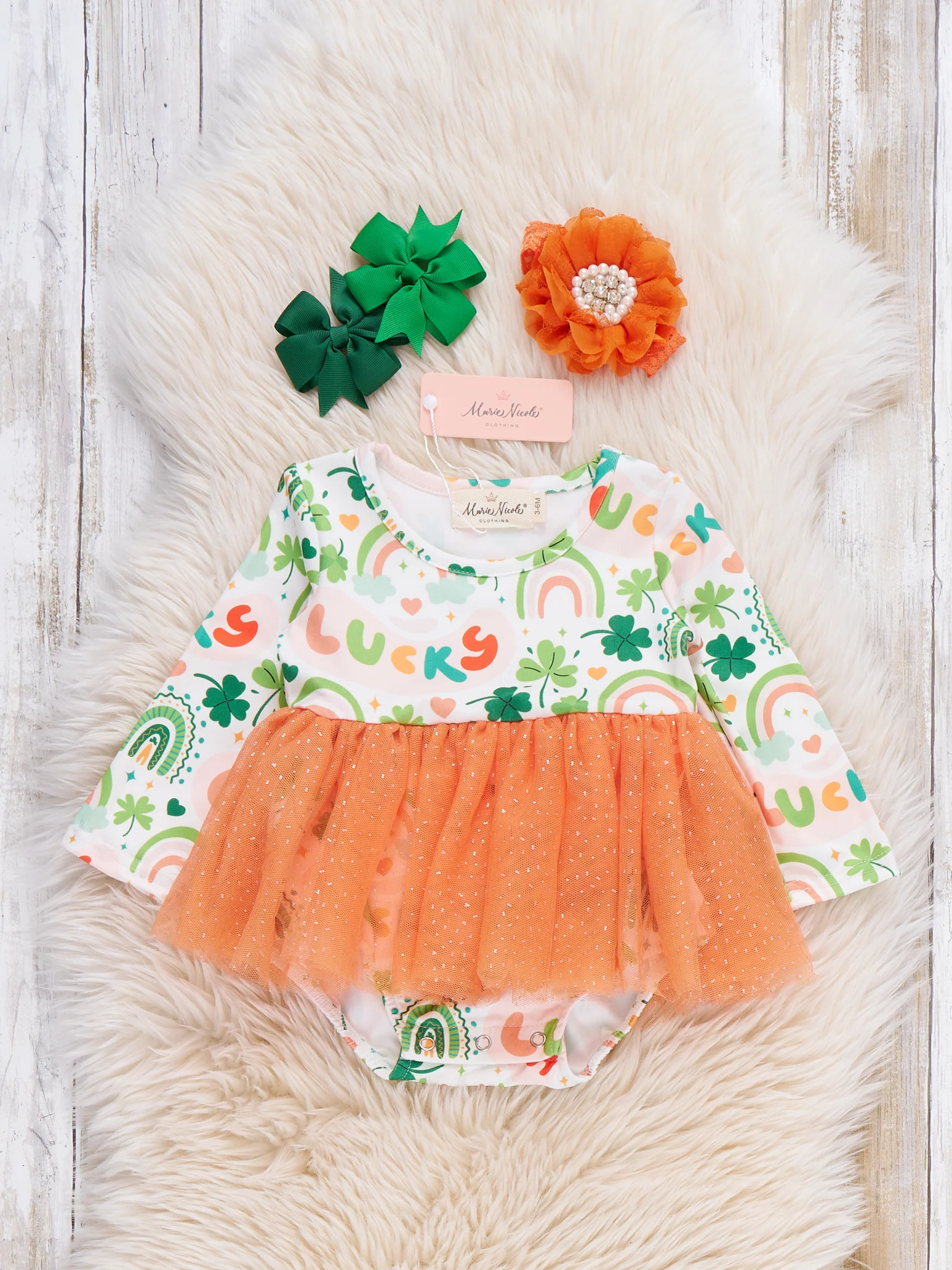 Clover Magic Rainbow Tulle Bubble Romper