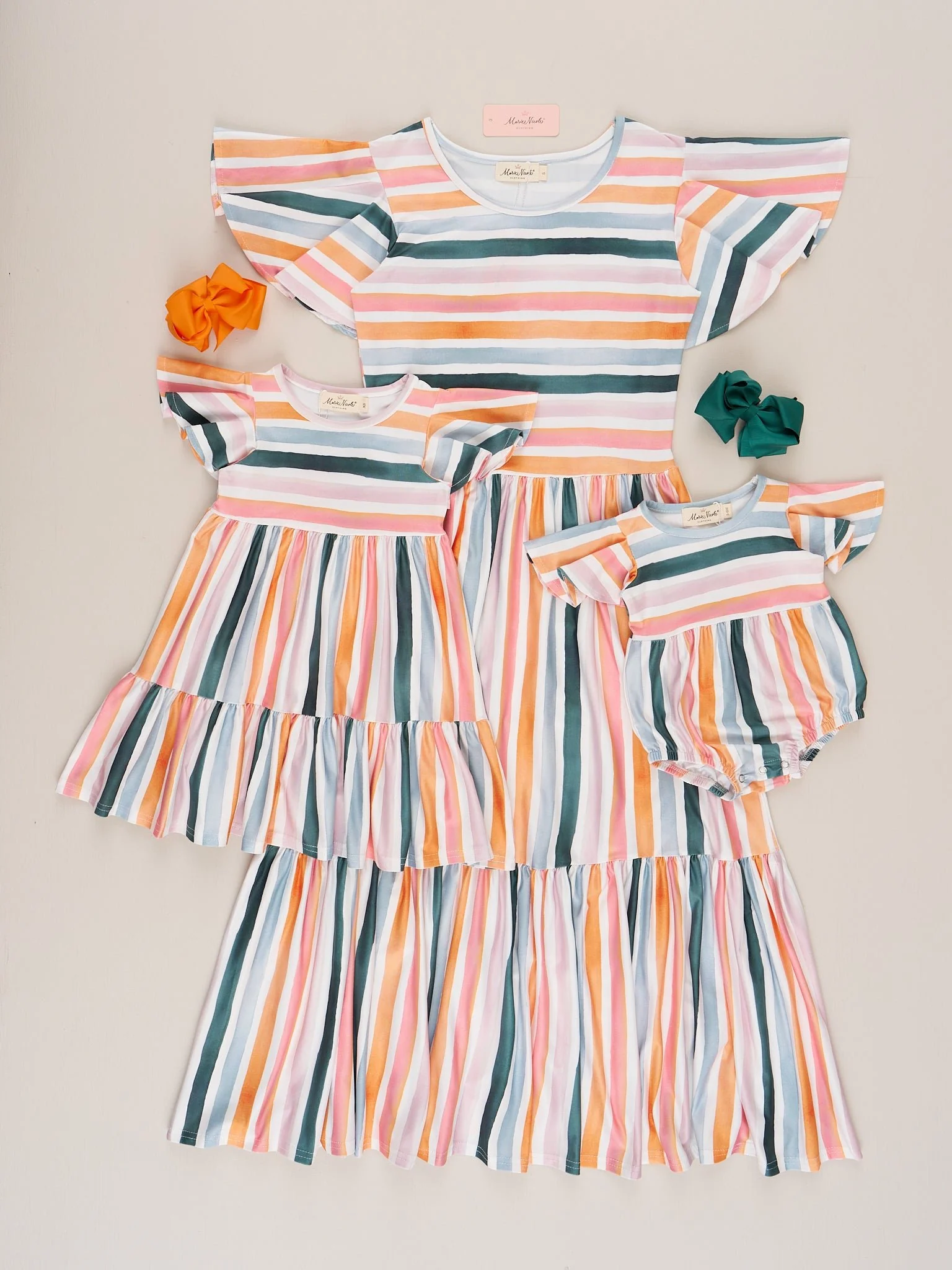 Coastal Tide Tiered Stripe Ruffle Bubble Romper - Image 2