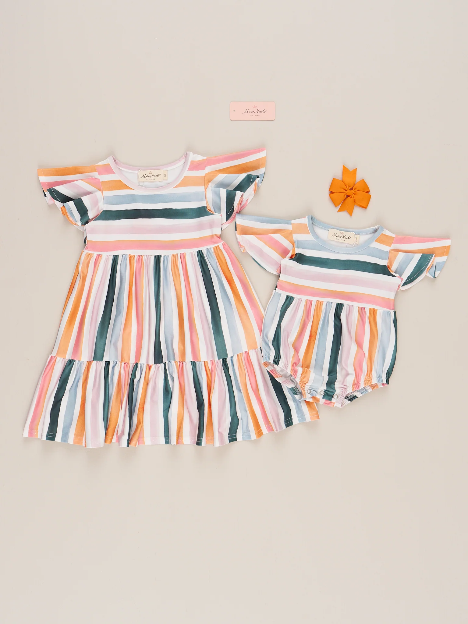 Coastal Tide Tiered Stripe Ruffle Bubble Romper - Image 3