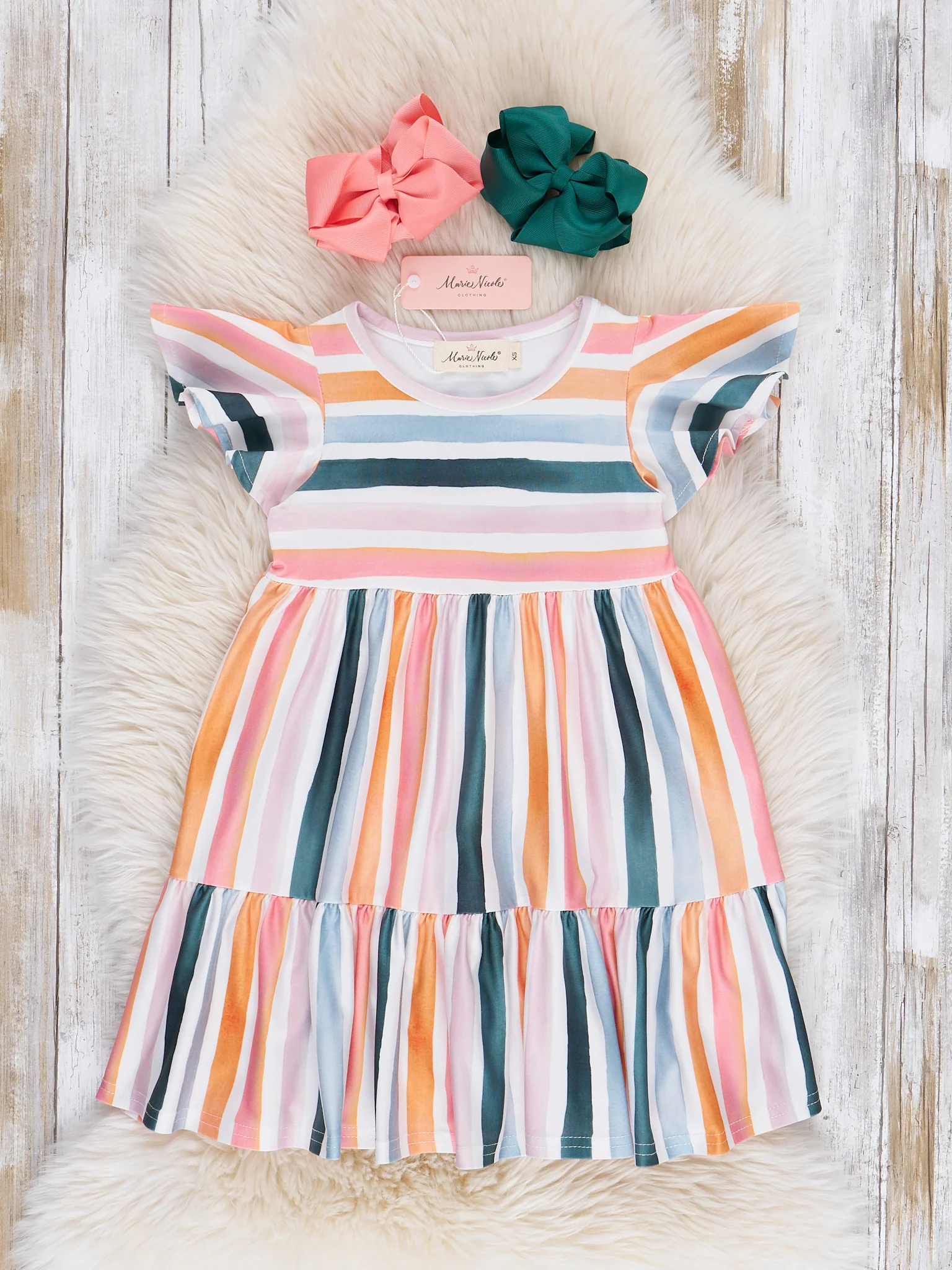 Coastal Tide Tiered Stripe Ruffle Dress - Image 2
