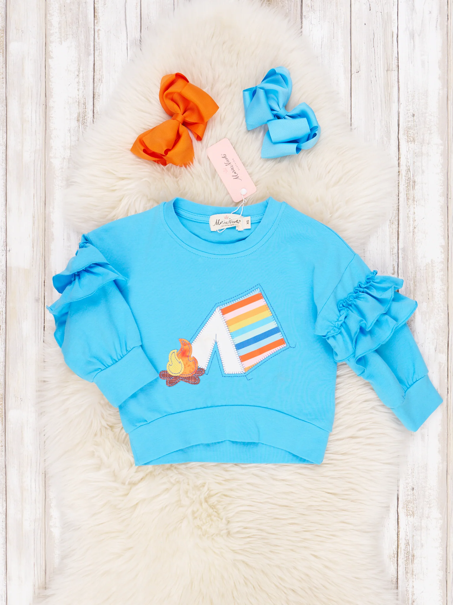 Cerulean Campfire Ruffle Crewneck
