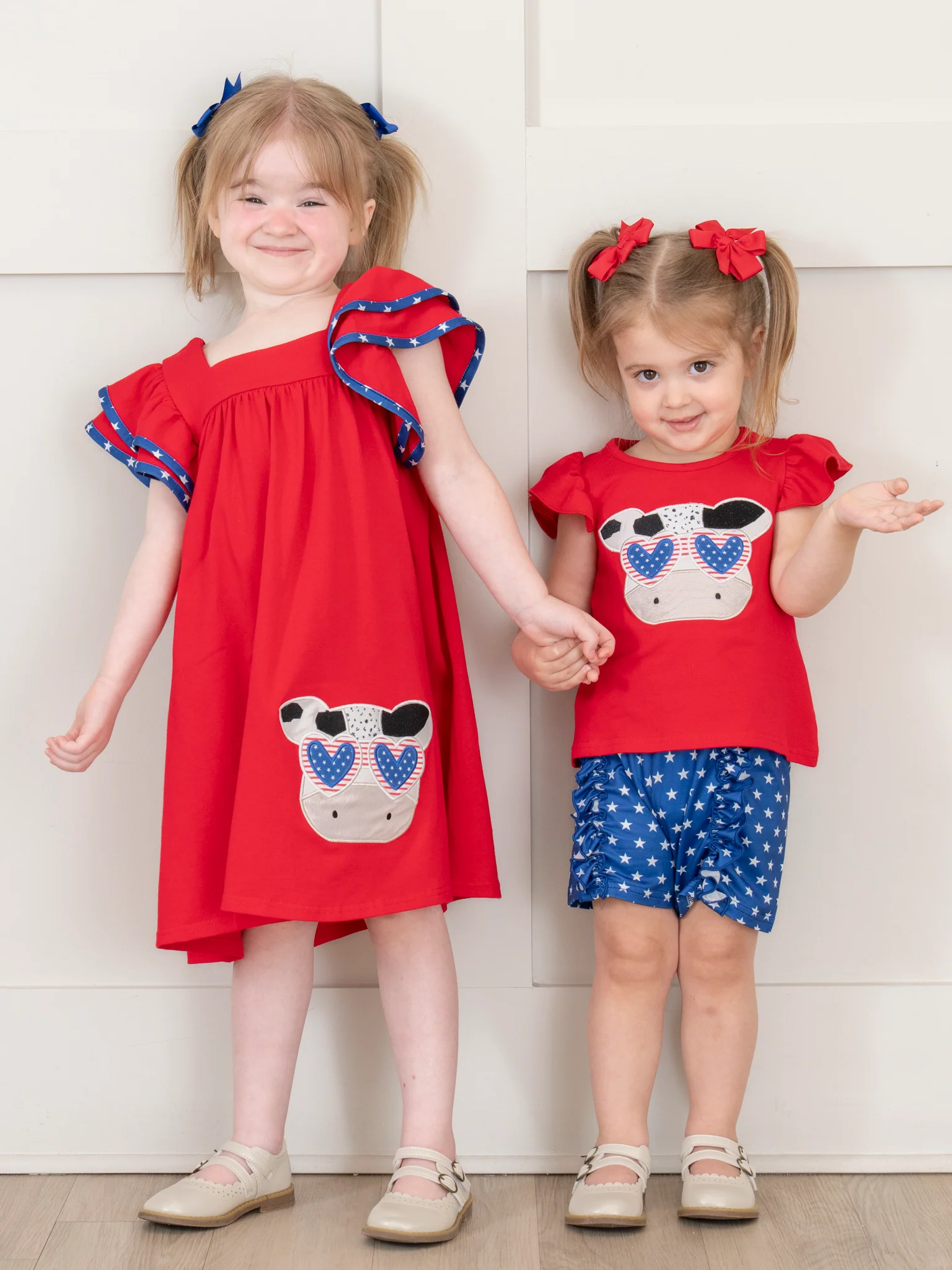 Cool Patriotic Cow Embroidered Ruffle Dress - Image 4