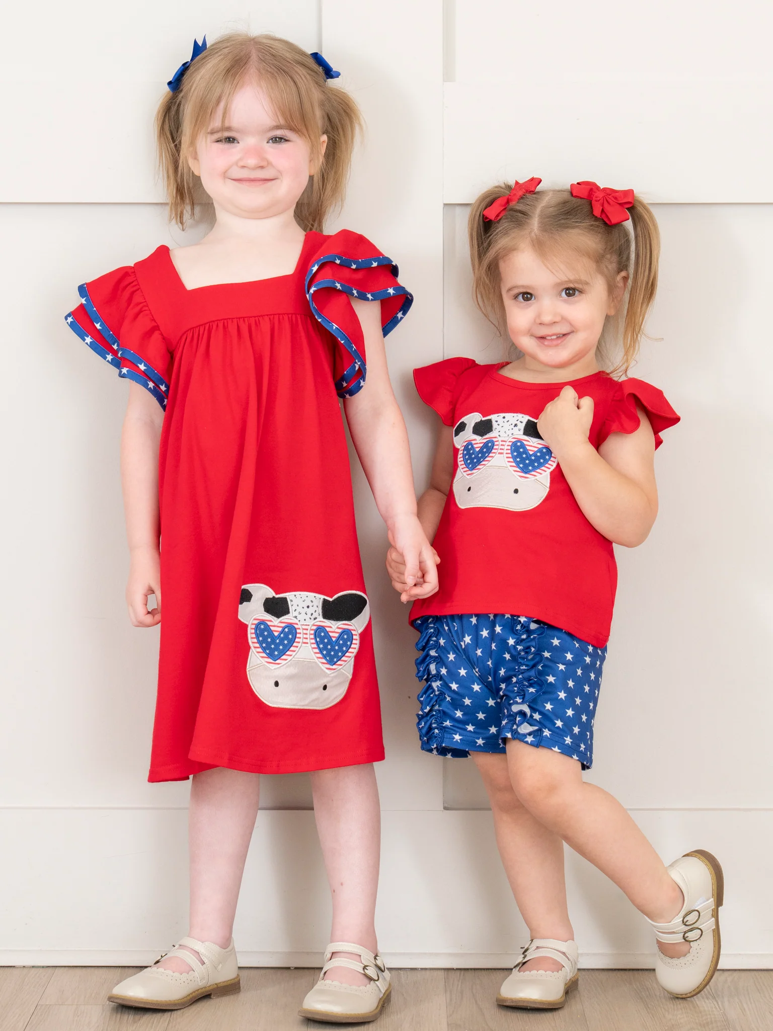 Cool Patriotic Cow Embroidered Ruffle Outfit - Image 4