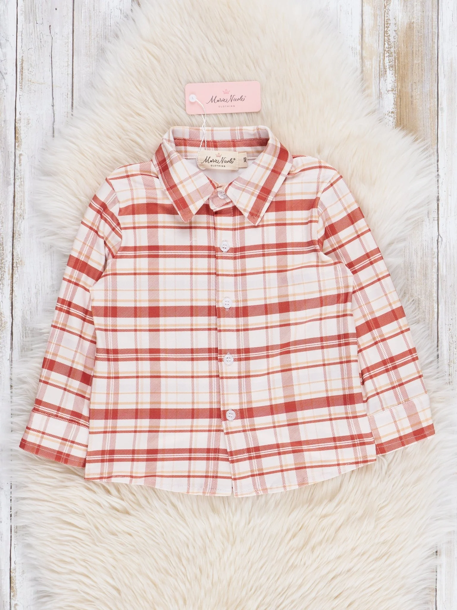 Copper Plaid Button Up Shirt