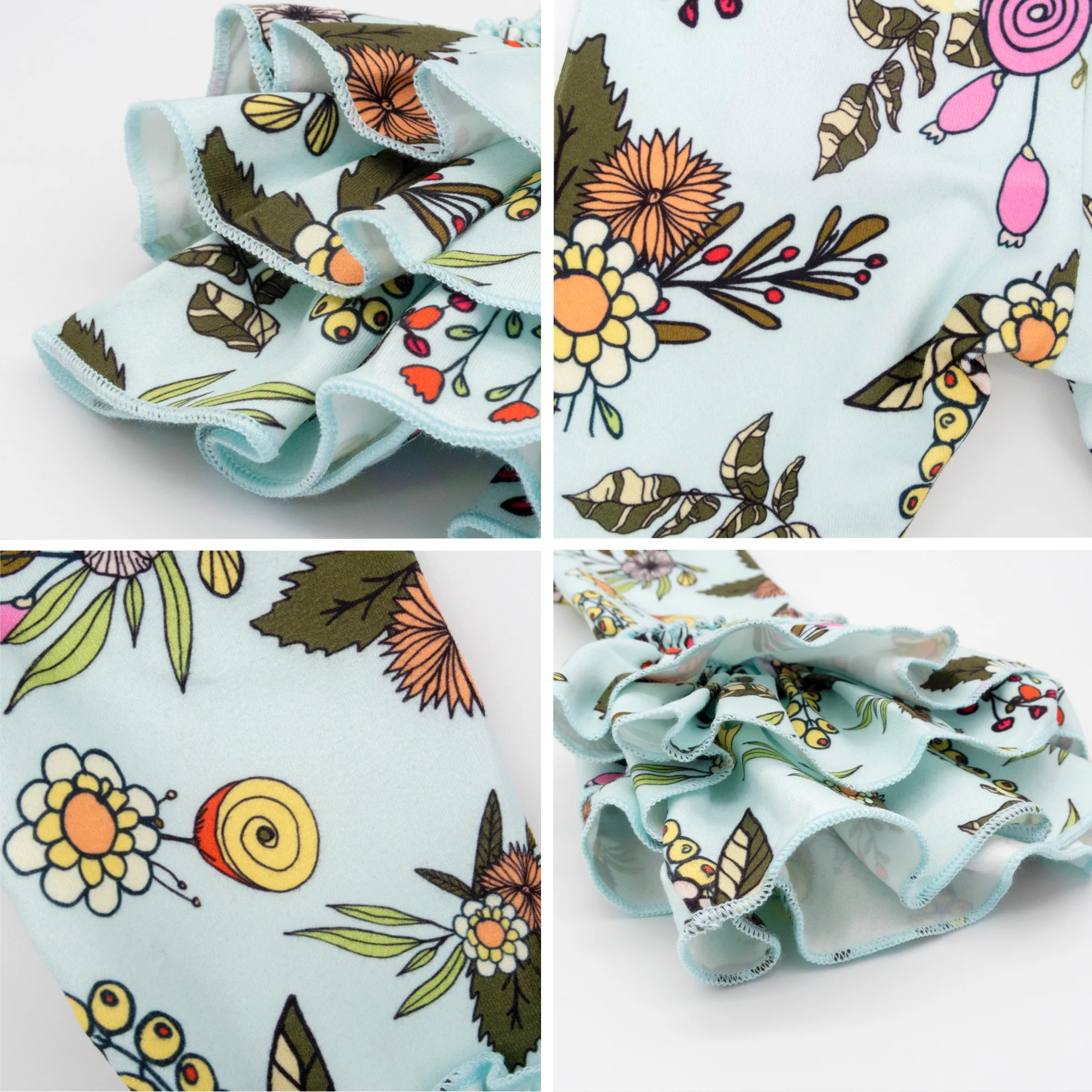 Tulip Ruffle Leggings - Fall Baby BLUE Floral - Image 3