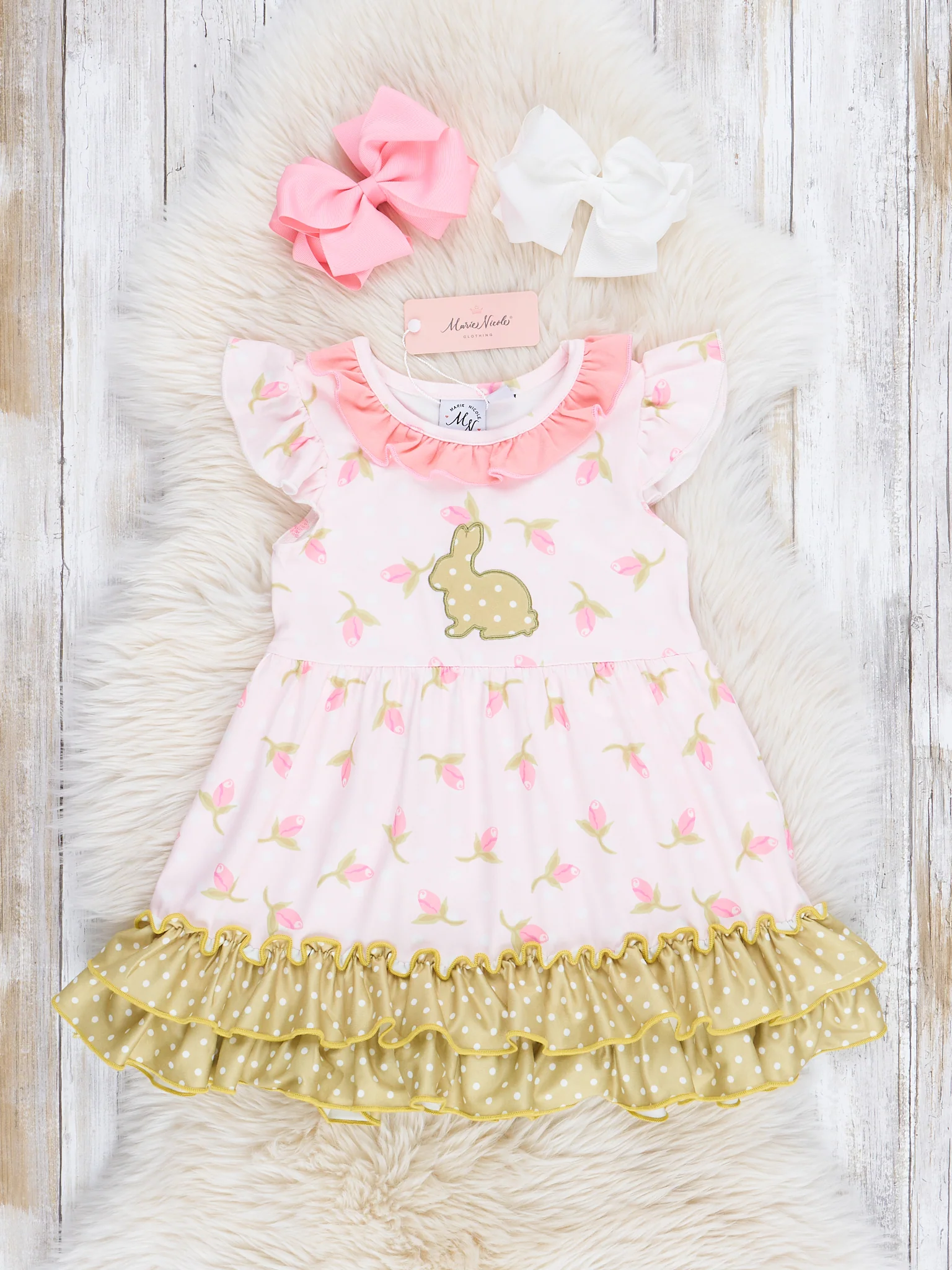 Coral & Olive Floral Ruffle Dress - Image 2