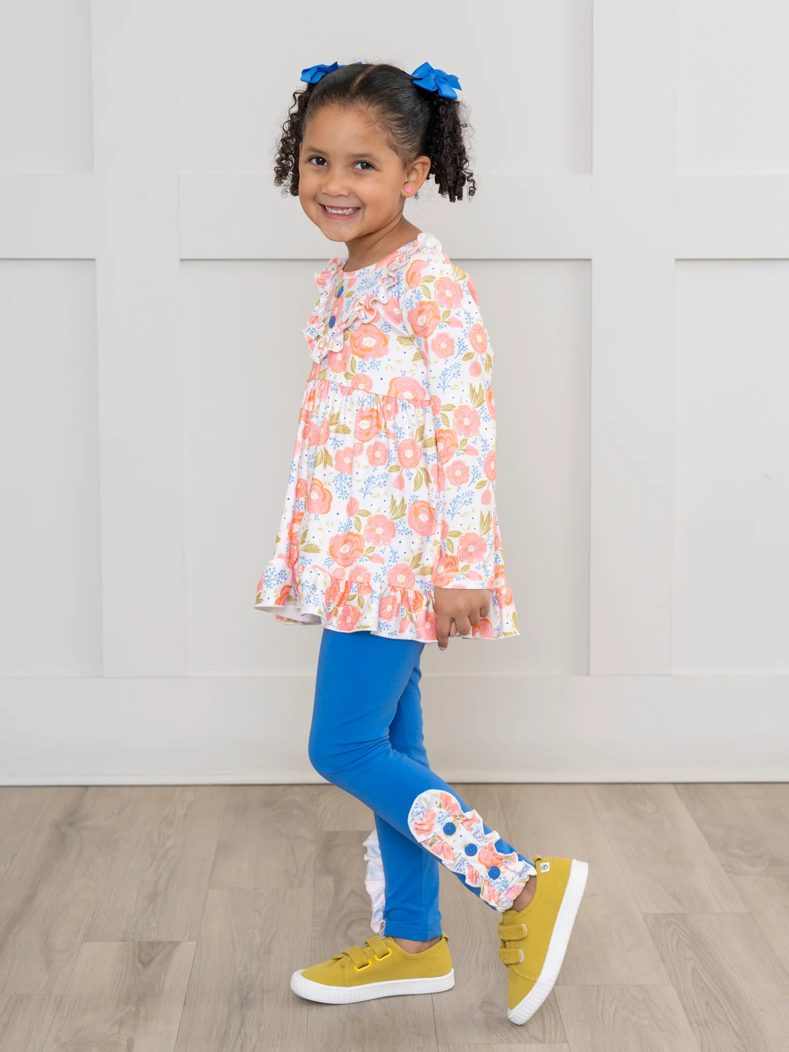 Coral & Blue Rose Garden Ruffle Outfit - Image 4