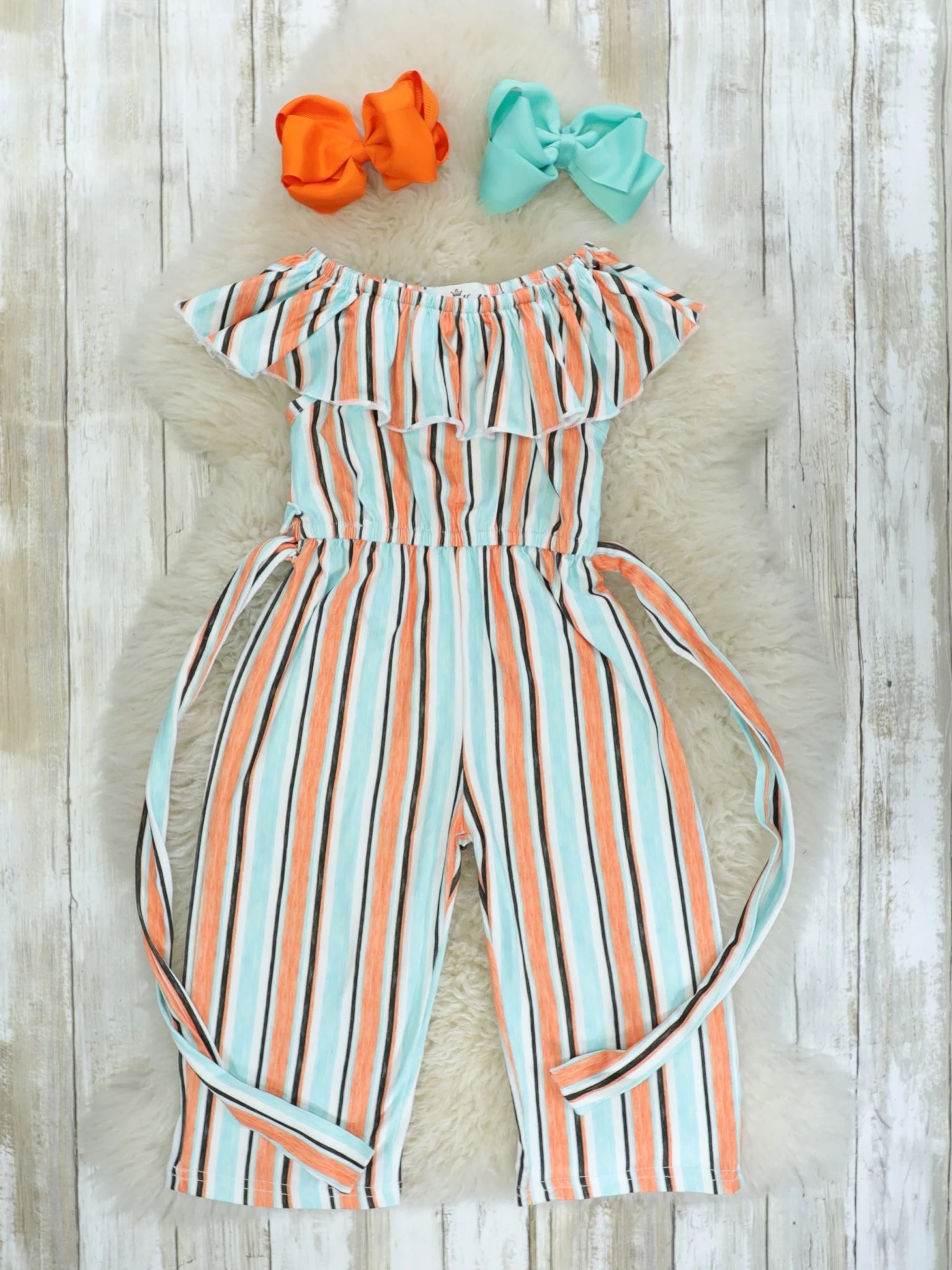 Orange & Blue Striped Romper/Jumpsuit - Image 2