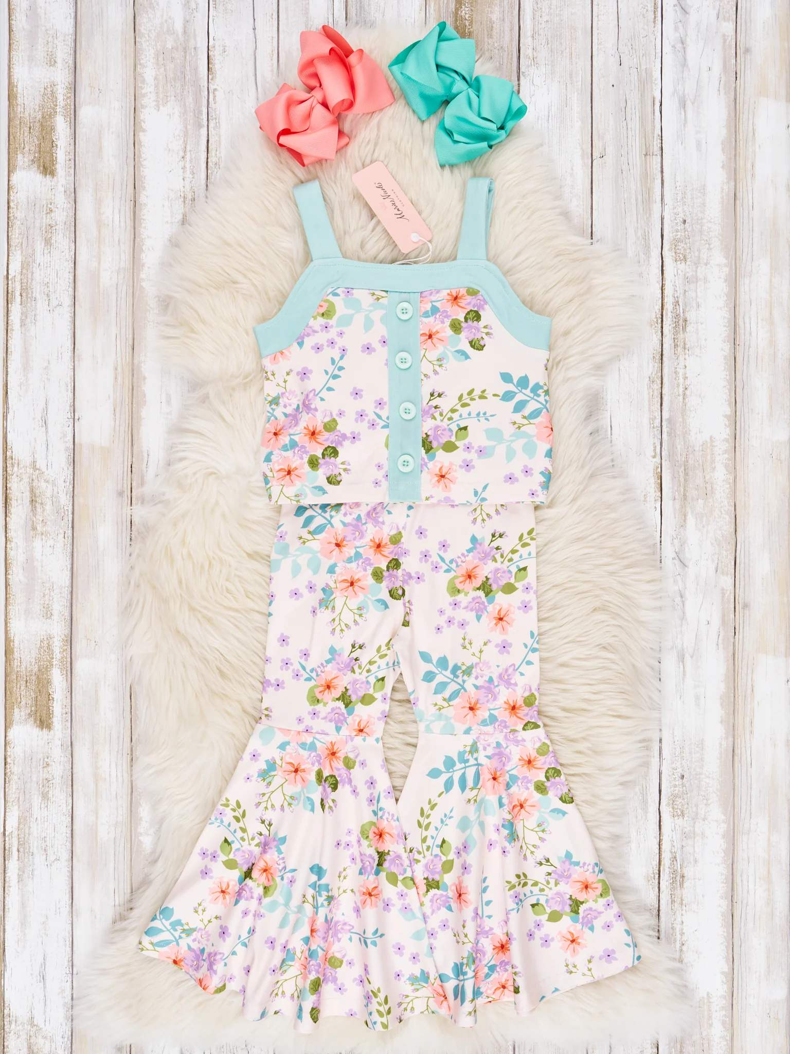 Coral Buttercup Tank & Bell Bottoms Outfit