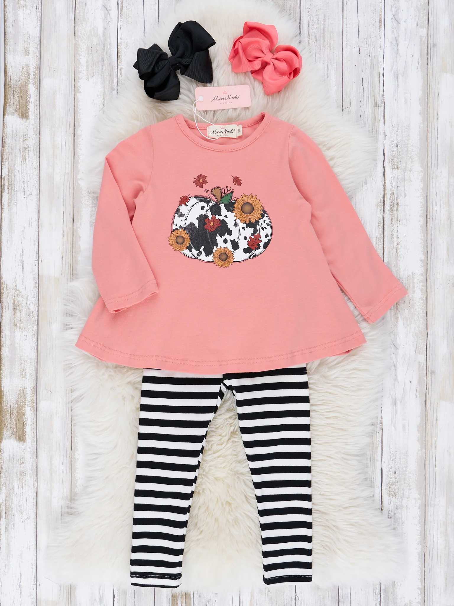 Coral Cow Print Pumpkin Outfit