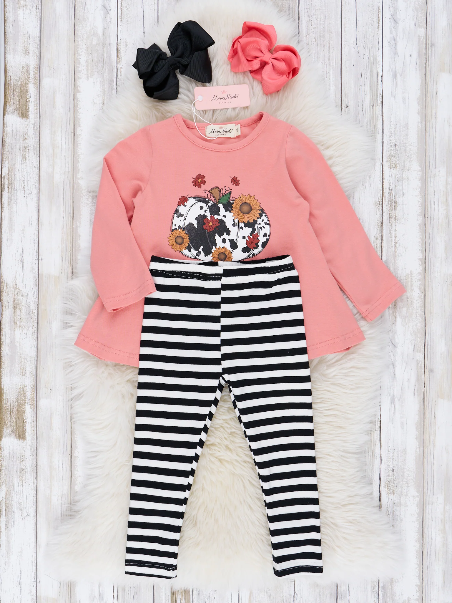 Coral Cow Print Pumpkin Outfit - Image 2