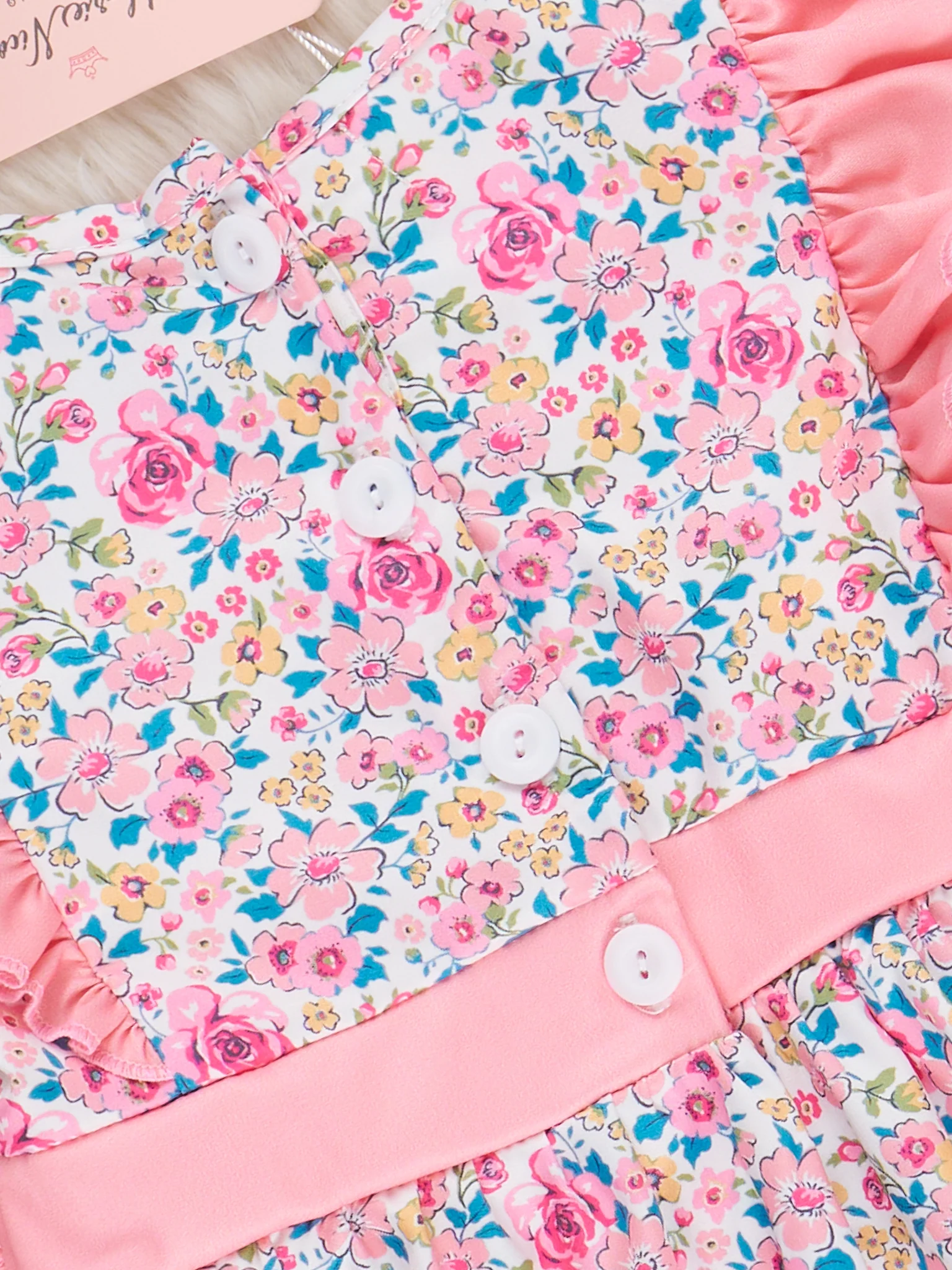 Coral Floral "I Love Mom" Smocked Outfit - Image 7