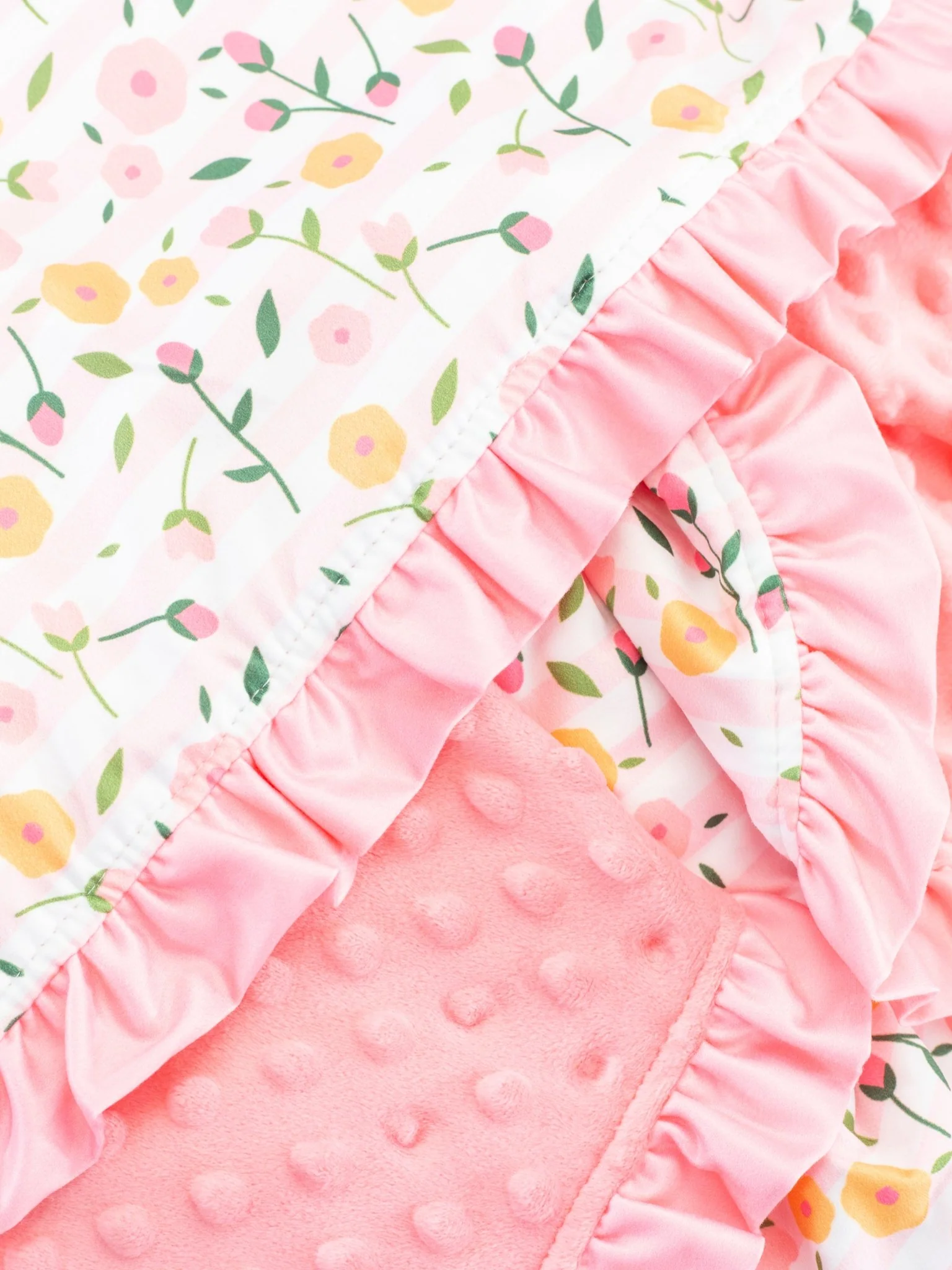 Coral Floral Minky Blanket - Image 2