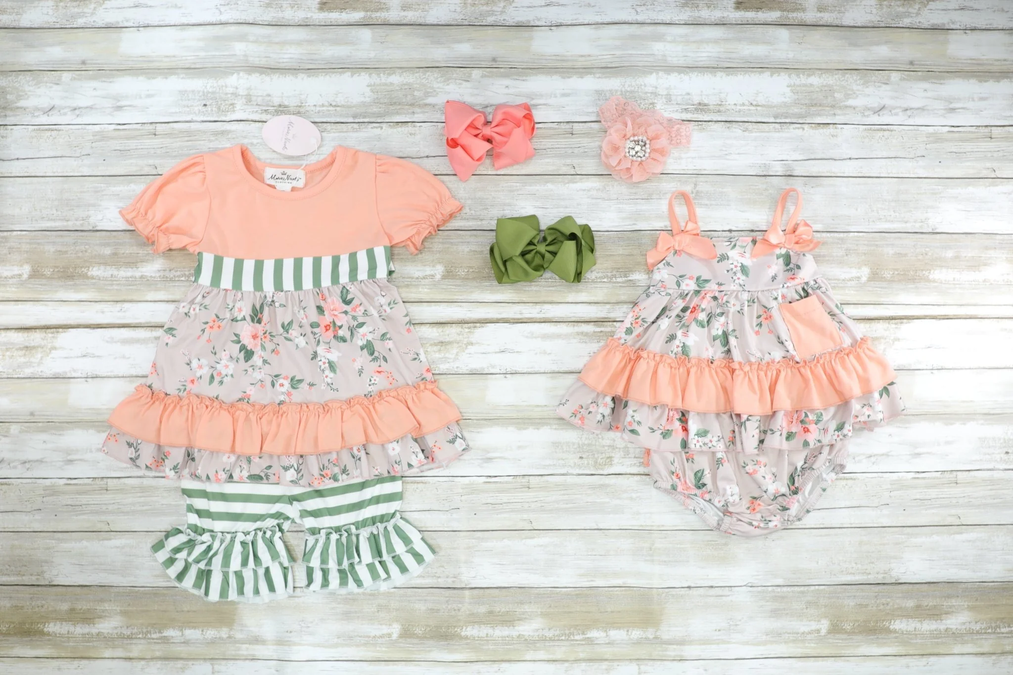 Coral Floral Ruffle Top & Bloomers Set - Image 4