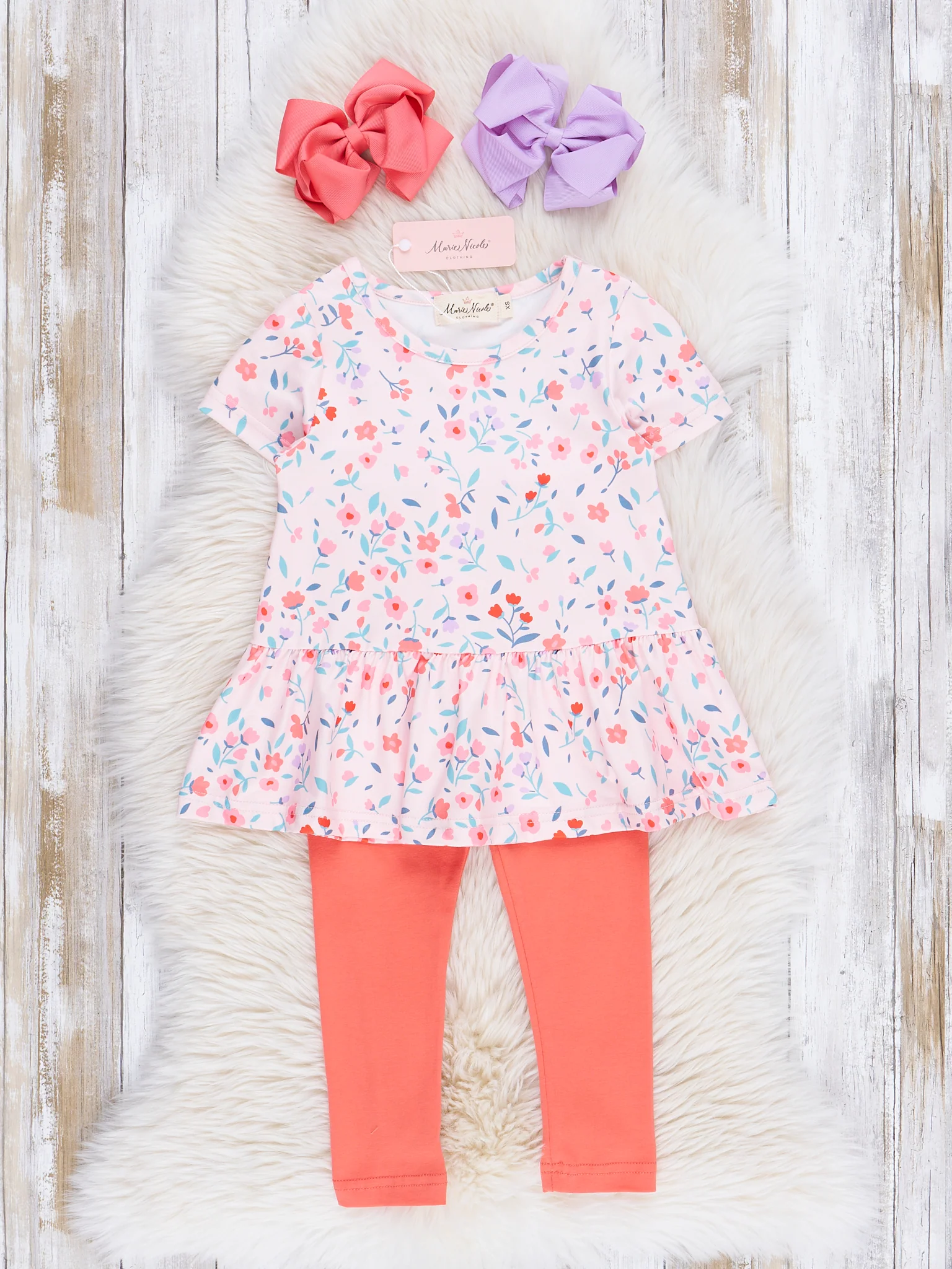 Coral Soft Florals Peplum Outfit