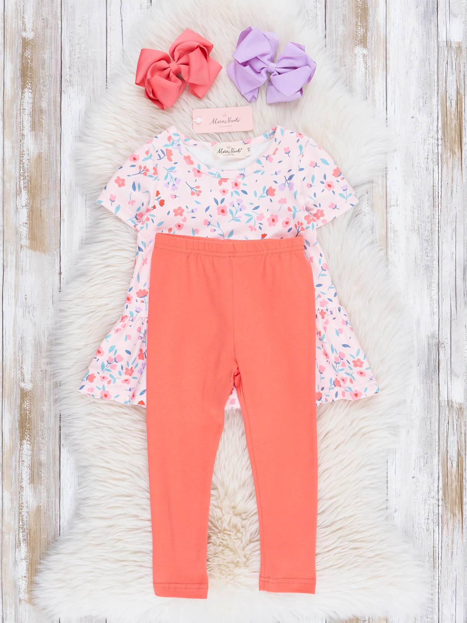 Coral Soft Florals Peplum Outfit - Image 2