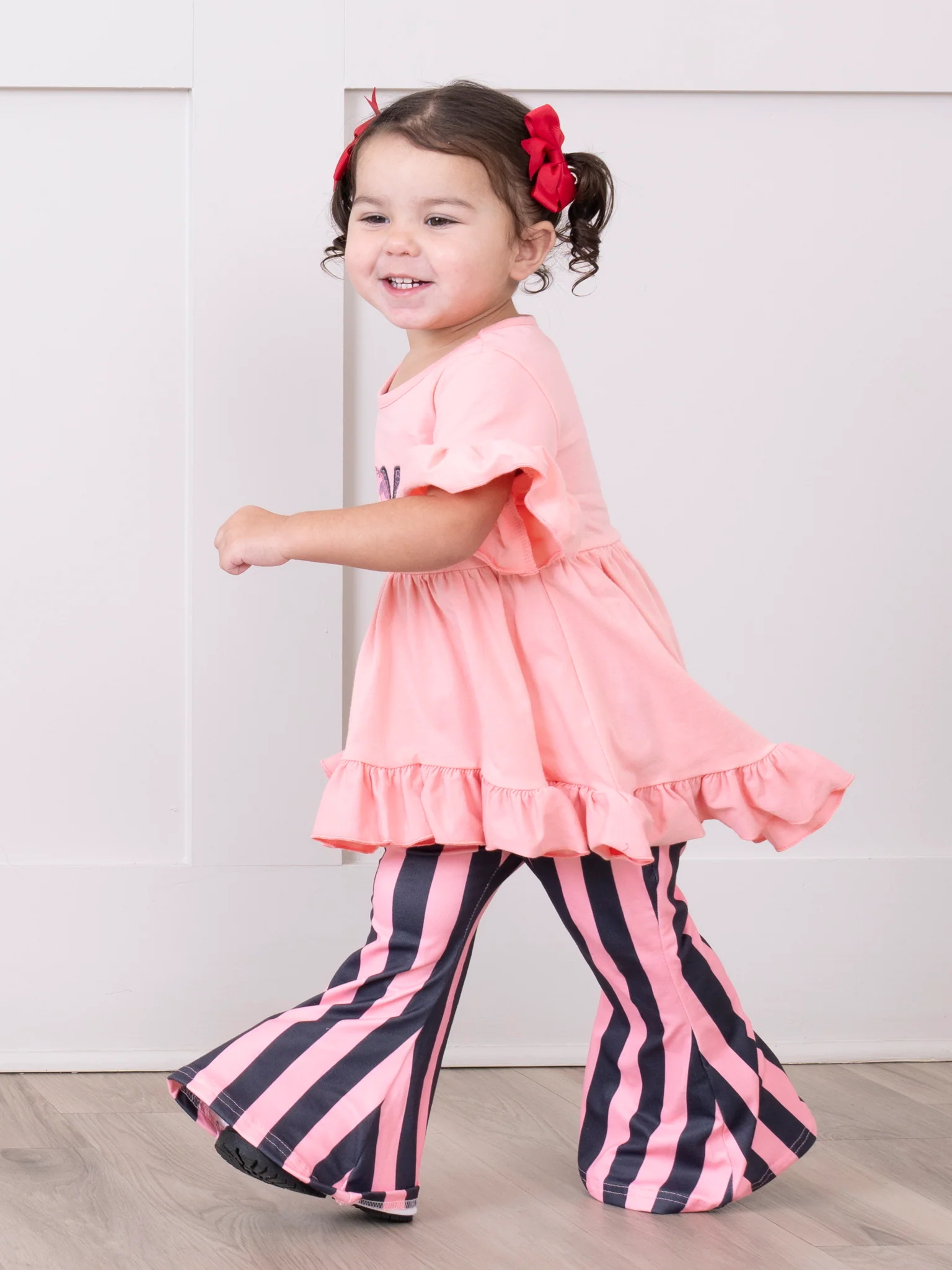 Coral Stripes "Love" Bell Bottom Outfit - Image 2